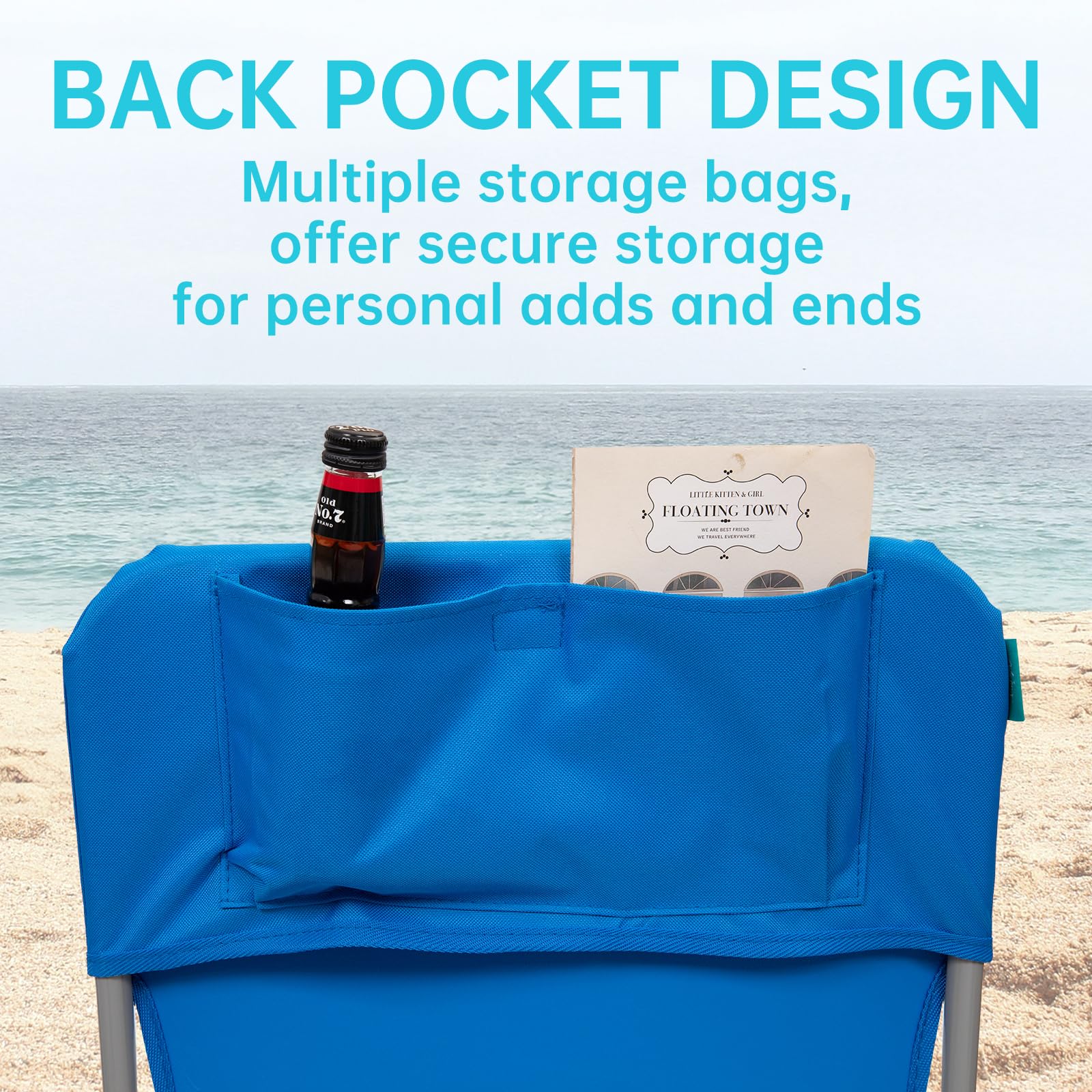 WEJOY Lightweight Folding Beach Chair for Adults - Portable High Back Camping Chair with Shoulder Strap & Hard Armrests - 300lbs Capacity - Perfect for Beach, Poolside, Camping, Picnics, Concerts & Outdoor Relaxation (Blue)