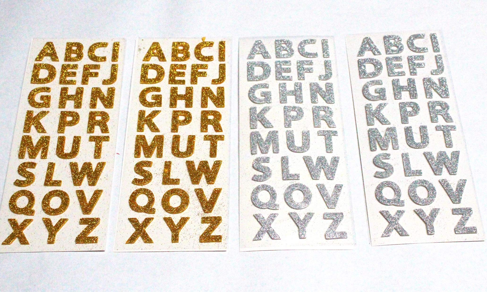 Gold Silver Glitter Alphabet Stickers for DIY Crafts & Scrapbooking (Silver)
