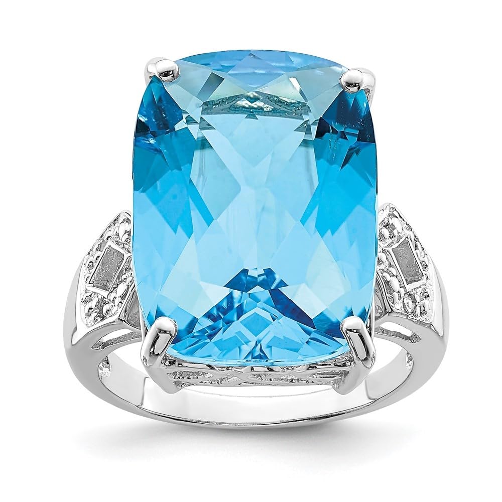 925 Sterling Silver Blue Topaz & Diamond Engagement Ring for Women - Size 7 | Elegant Promise, Wedding & Anniversary Jewelry Gift | Diamond2Deal
