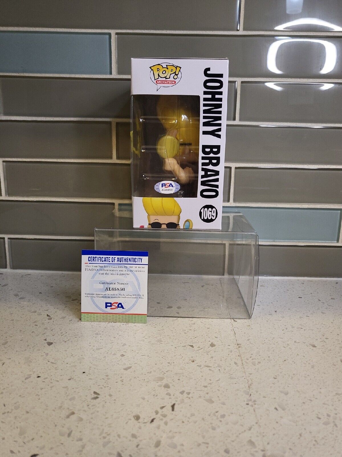 PSA Certified Signed Johnny Bravo Funko Pop with Mirror & Comb - Perfect for Collectors, Gifts, and Pop Culture Displays