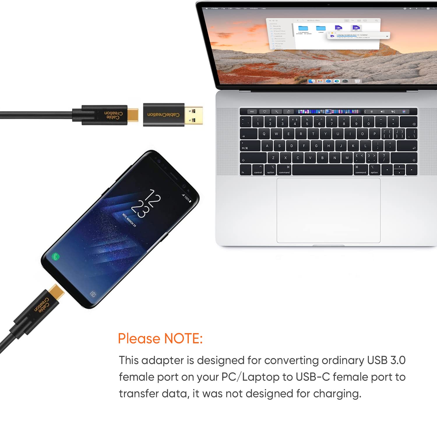 CableCreation 3-Pack USB C Female to USB Male Adapter - USB 3.1 5Gbps Type C to A Converter for Laptops, MacBook, Logitech StreamCam, VR Headsets - Fast Charging & Data Transfer for Phones, Tablets, Gaming Devices