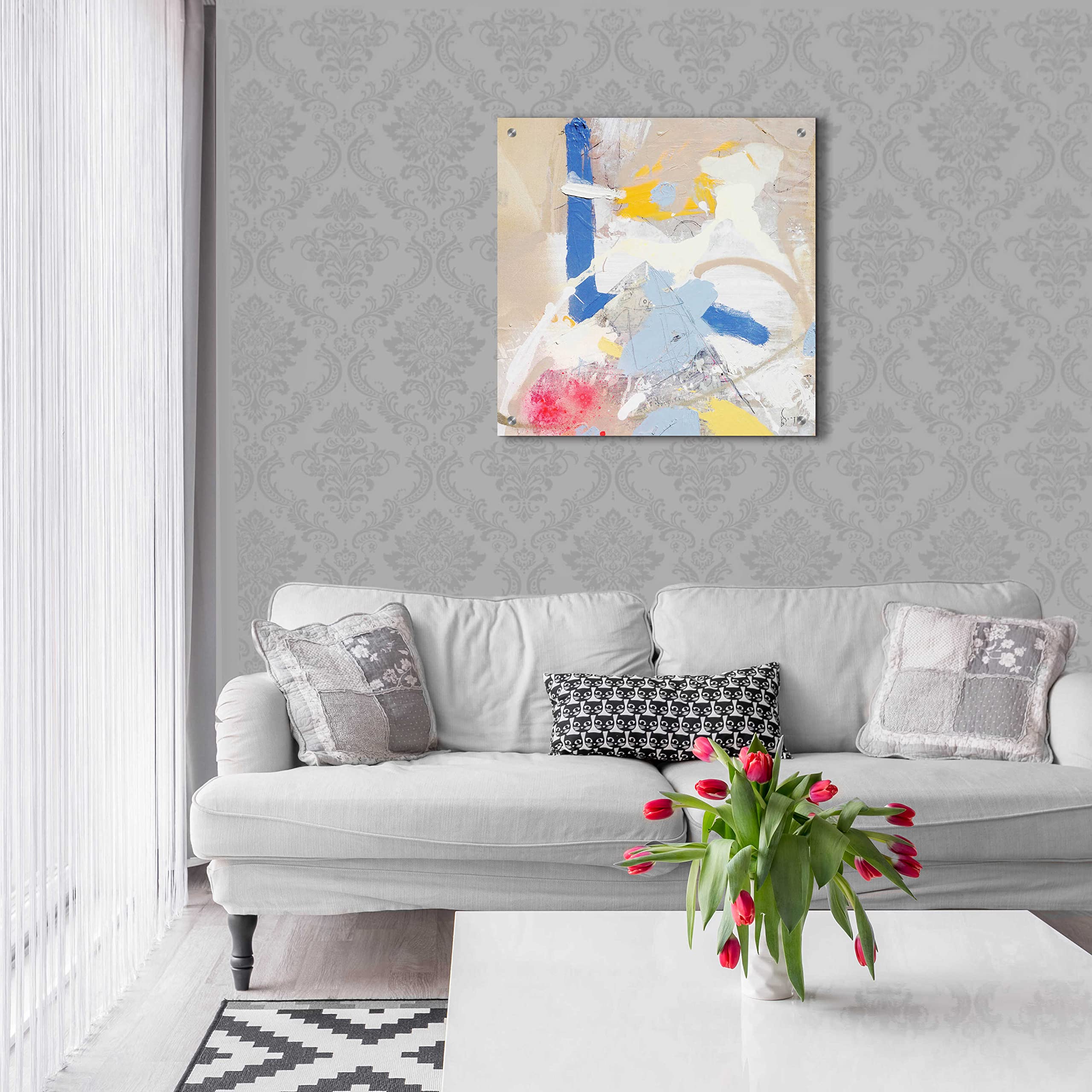 Epic Art 'Verano' by Alba Escayo - Vibrant 24x24 Inch Acrylic Glass Wall Painting - Modern Home & Office Decor for Living Room, Bedroom or Gallery Display