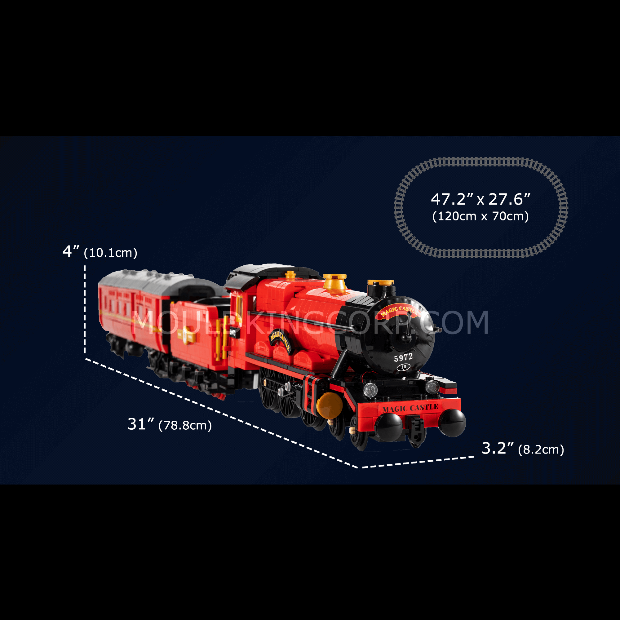 MOULD KING 12010 Magic Steam Train Building Set - 2,086 Piece Model Train Kit for Adults & Kids | Perfect for STEM Learning, Collectors & Train Enthusiasts | Great Gift for Birthday & Christmas