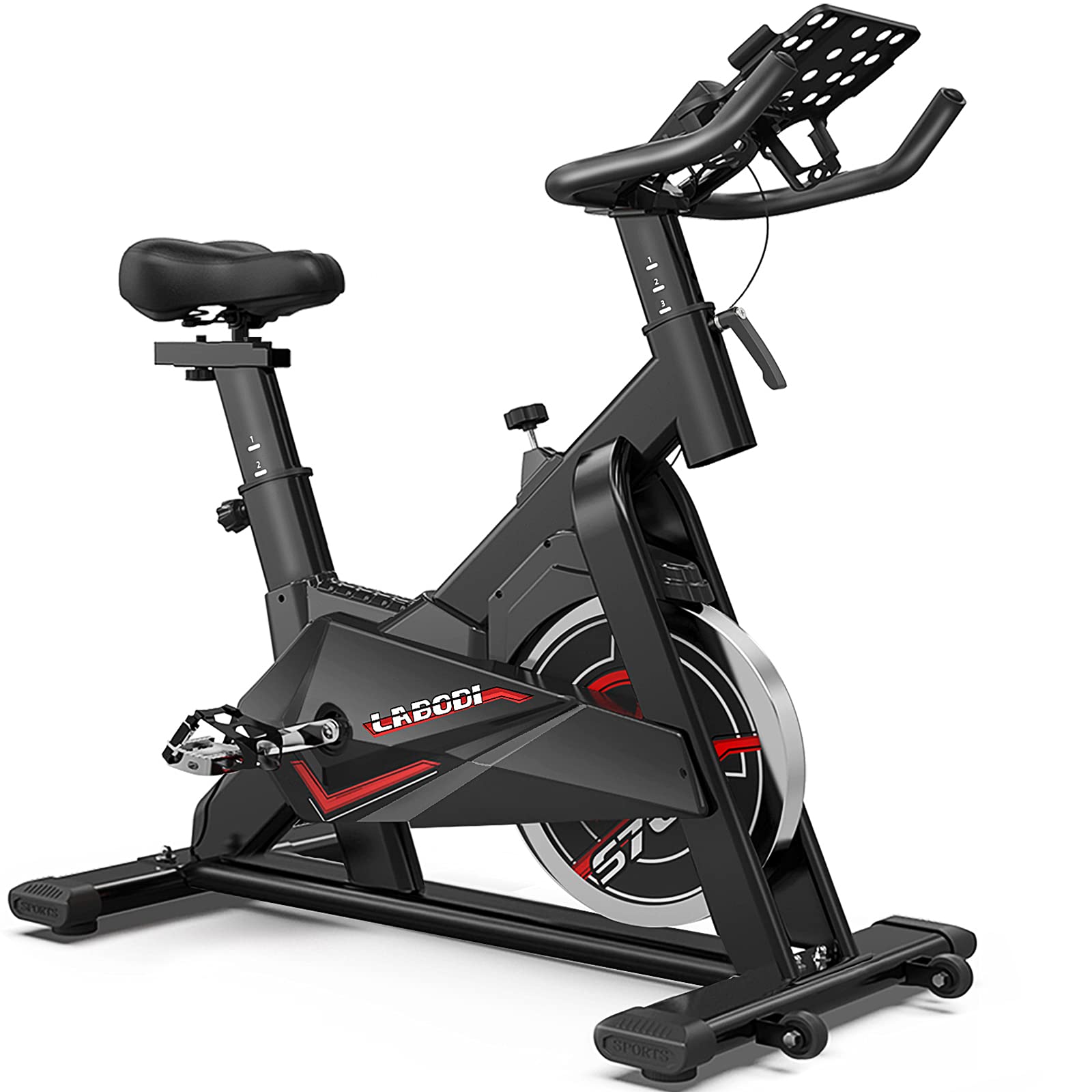 LABODI Exercise Bike - Indoor Cycling Bike for Home Cardio Workout, 35 LBS Flywheel Belt Drive Stationary Bike with Thickened Frame (Upgraded Version) - Perfect for Home Gym, Apartment Fitness & Low-Impact Cardio Training