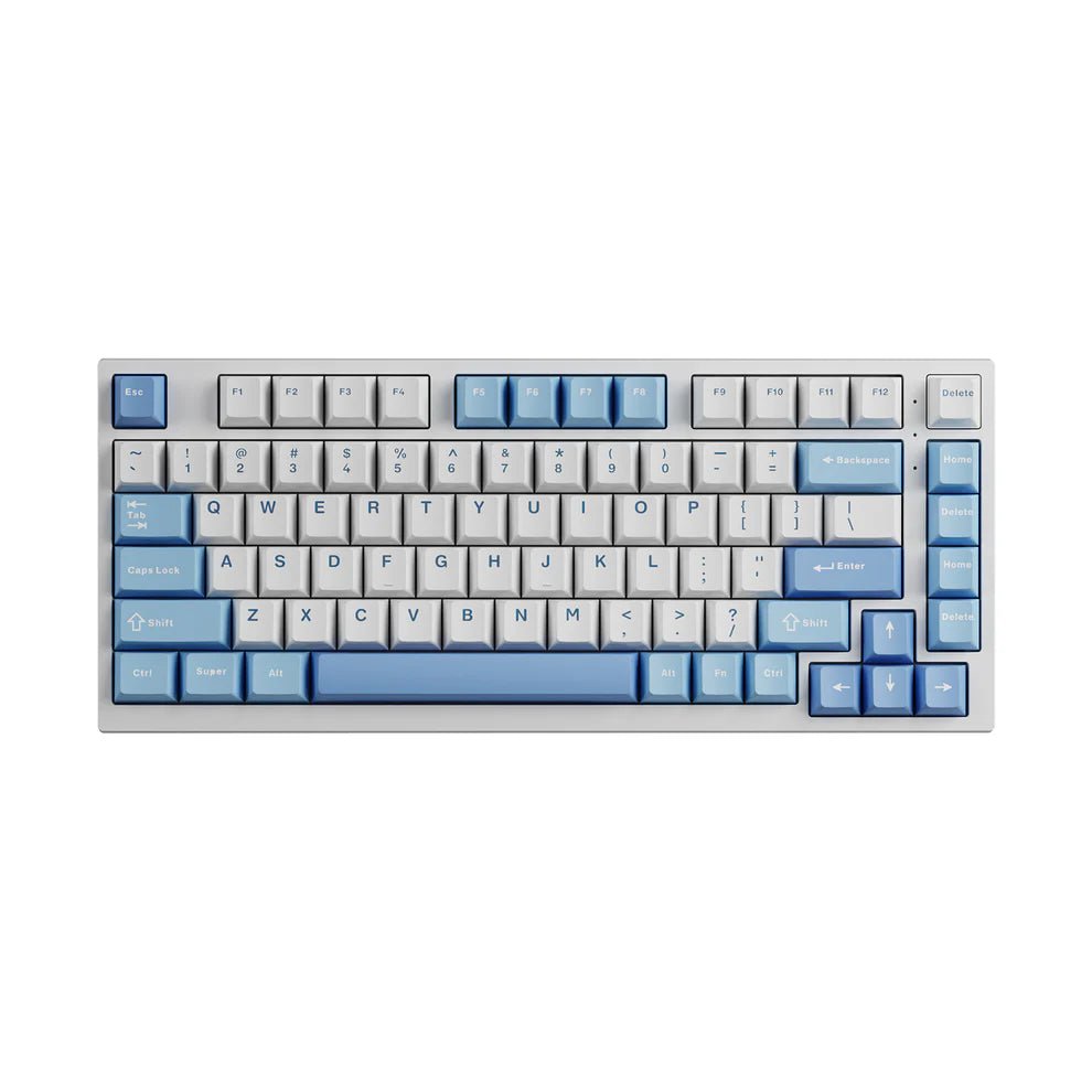 EWEADN X75 Blue White Mechanical Keyboard - RGB Backlit, Wired & Wireless, Coconut Switch - Perfect for Gaming, Typing & Office Work