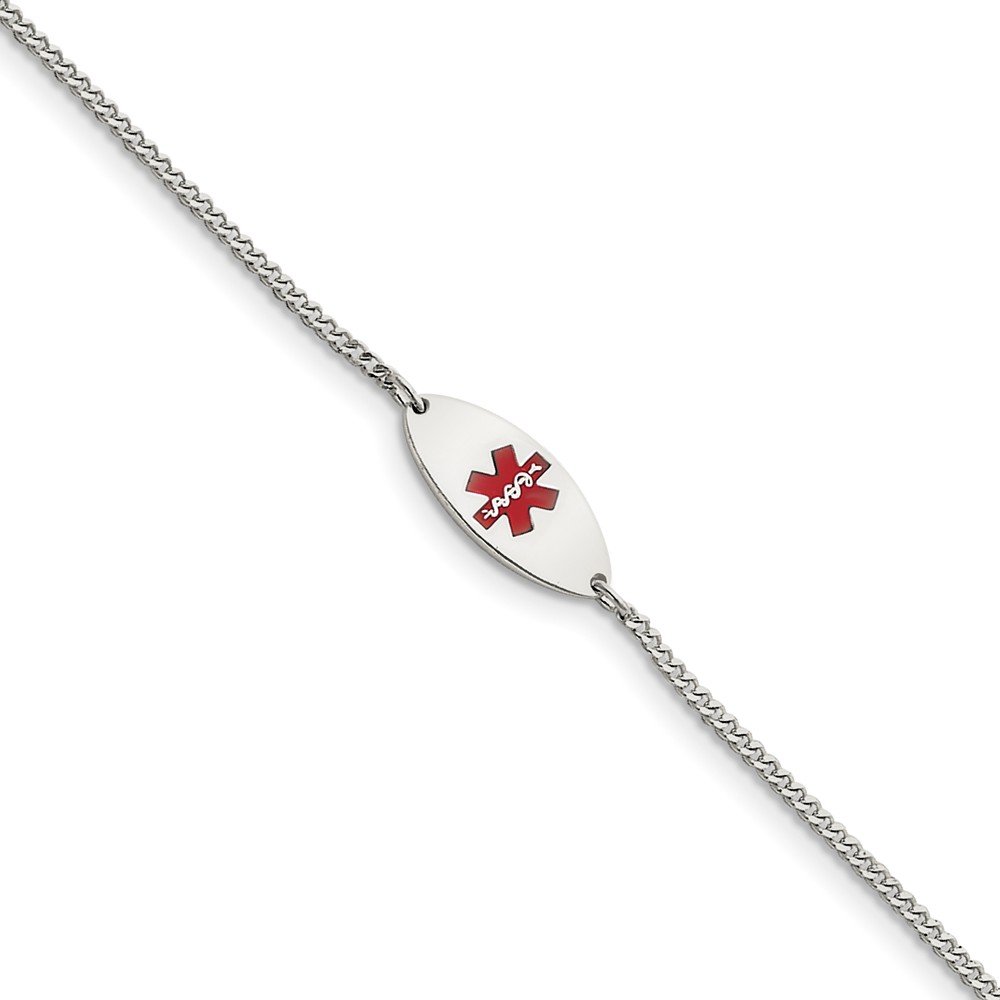 Sterling Silver Enameled Medical Alert Bracelet for Women - Hypoallergenic & Durable - Perfect for Emergency ID, Nursing, Healthcare Professionals & Daily Wear