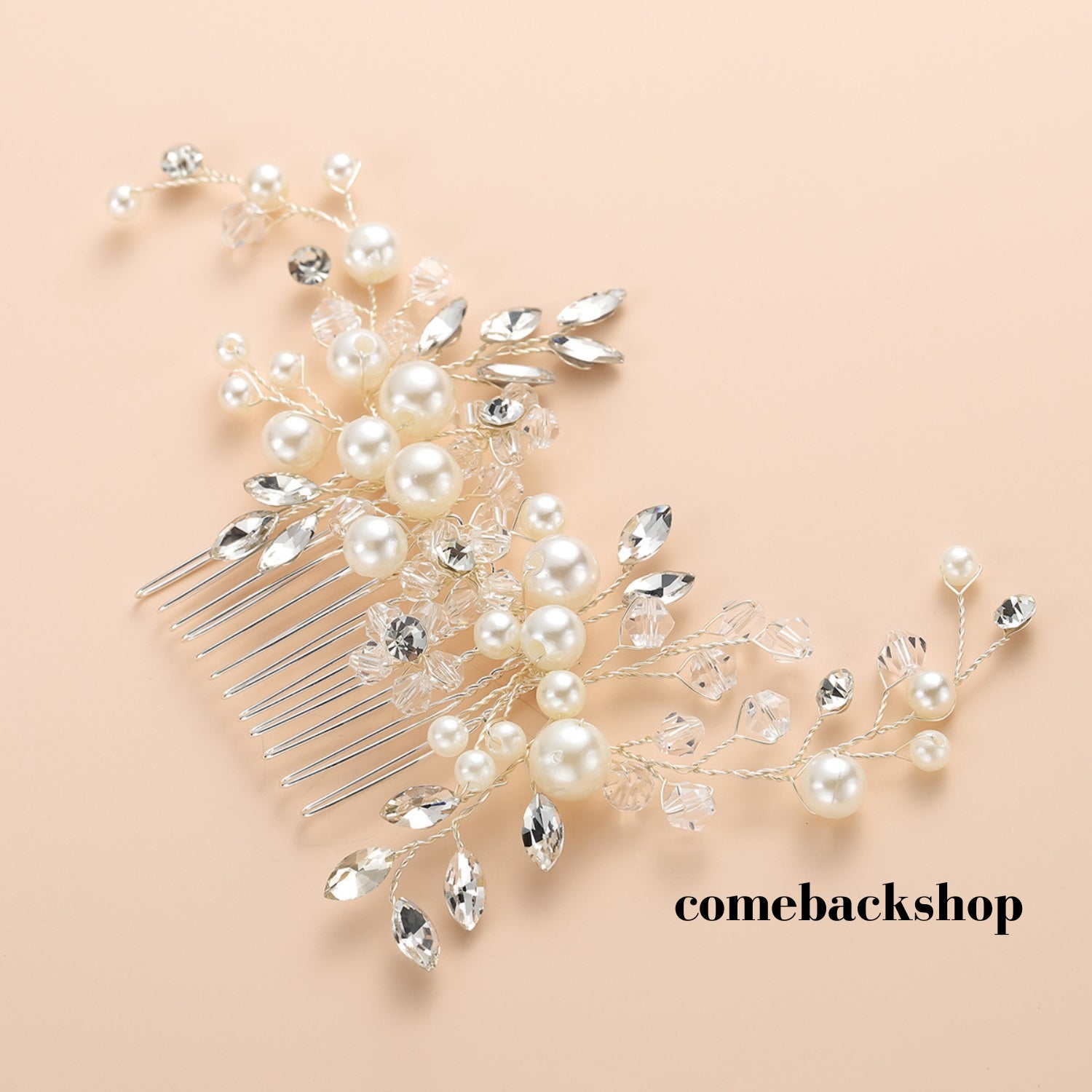 Elegant Silver Pearl Wedding Hair Comb with Crystals - Bridal Hair Accessory for Women & Girls - Perfect for Weddings, Prom & Special Occasions
