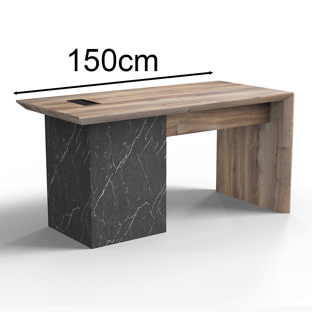 LOGAN Executive Desk 150cm Reversible - Warm Oak & Black Finish - Modern Office Desk for Home & Workspace