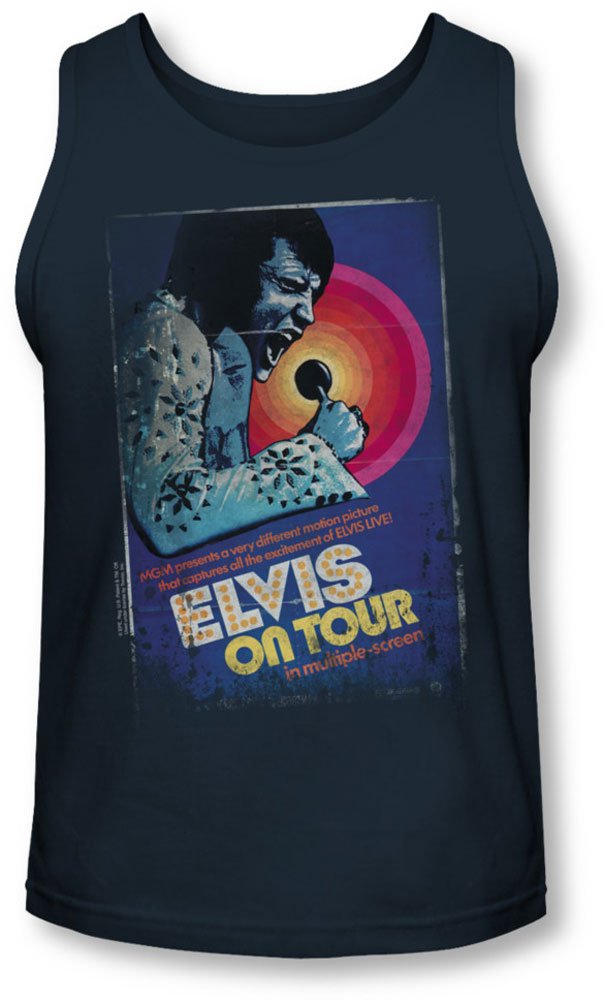 Elvis Presley Men's Tour Poster Graphic Tank Top - Vintage Rock Band Tee for Concerts & Casual Wear