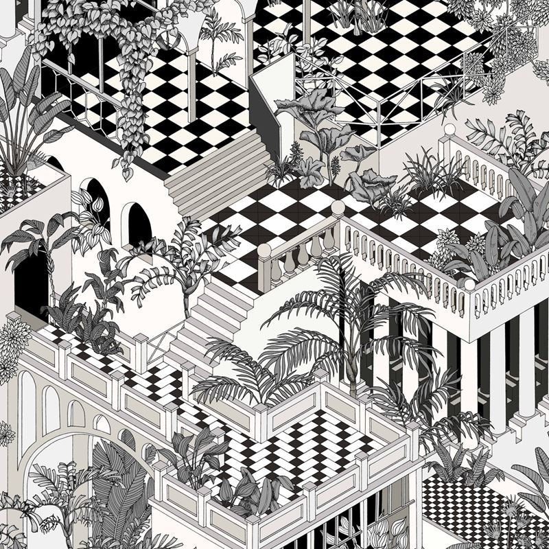 Cole and Son Miami Wallpaper - Black & White Geometric Design (112/6024) - Perfect for Modern Living Rooms, Bedrooms & Home Offices