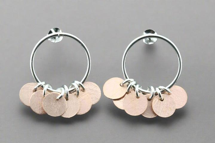Rose Gold & Silver Bowie Hoop Stud Earrings for Women - Trendy Punk Rock Jewelry Gift for Parties & Concerts