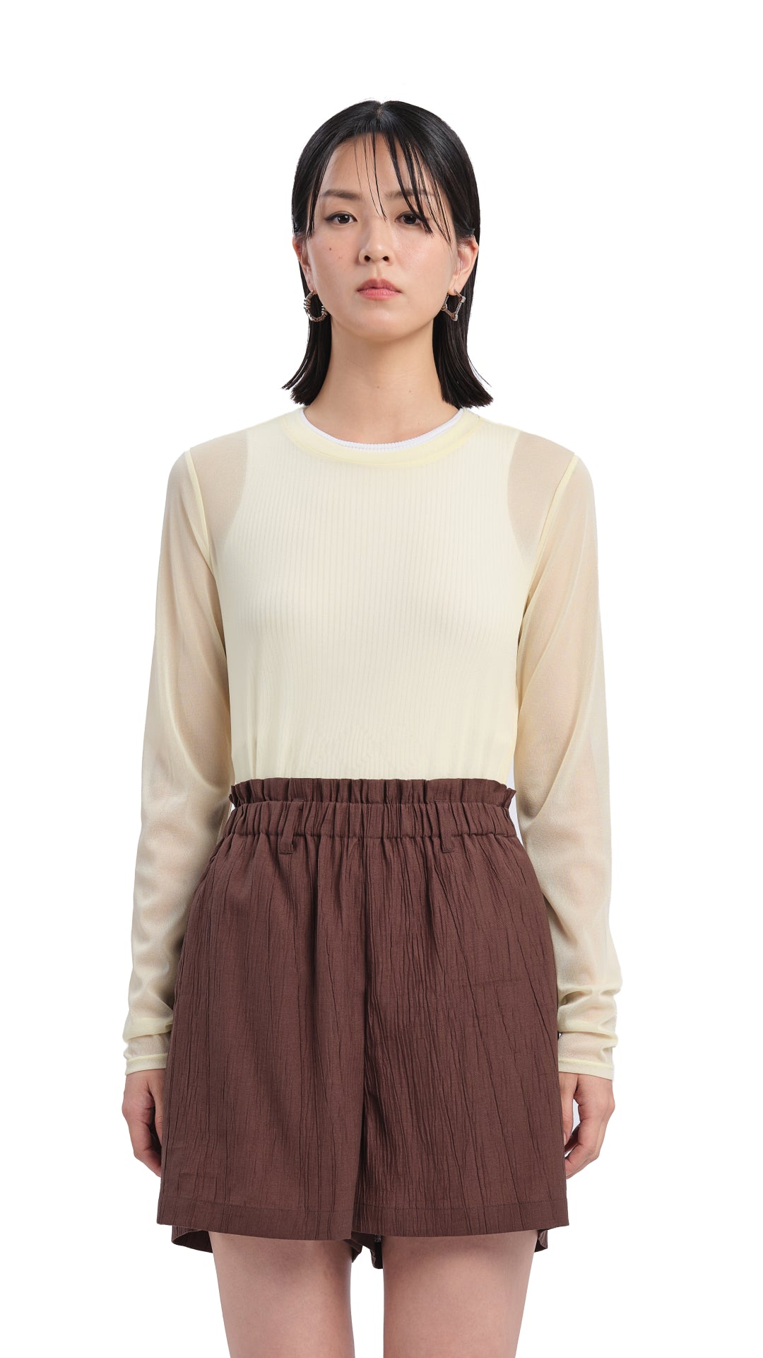 Elegant Mock Neck Sheer Top for Women - Trendy Semi-Transparent Blouse for Casual Wear & Night Out