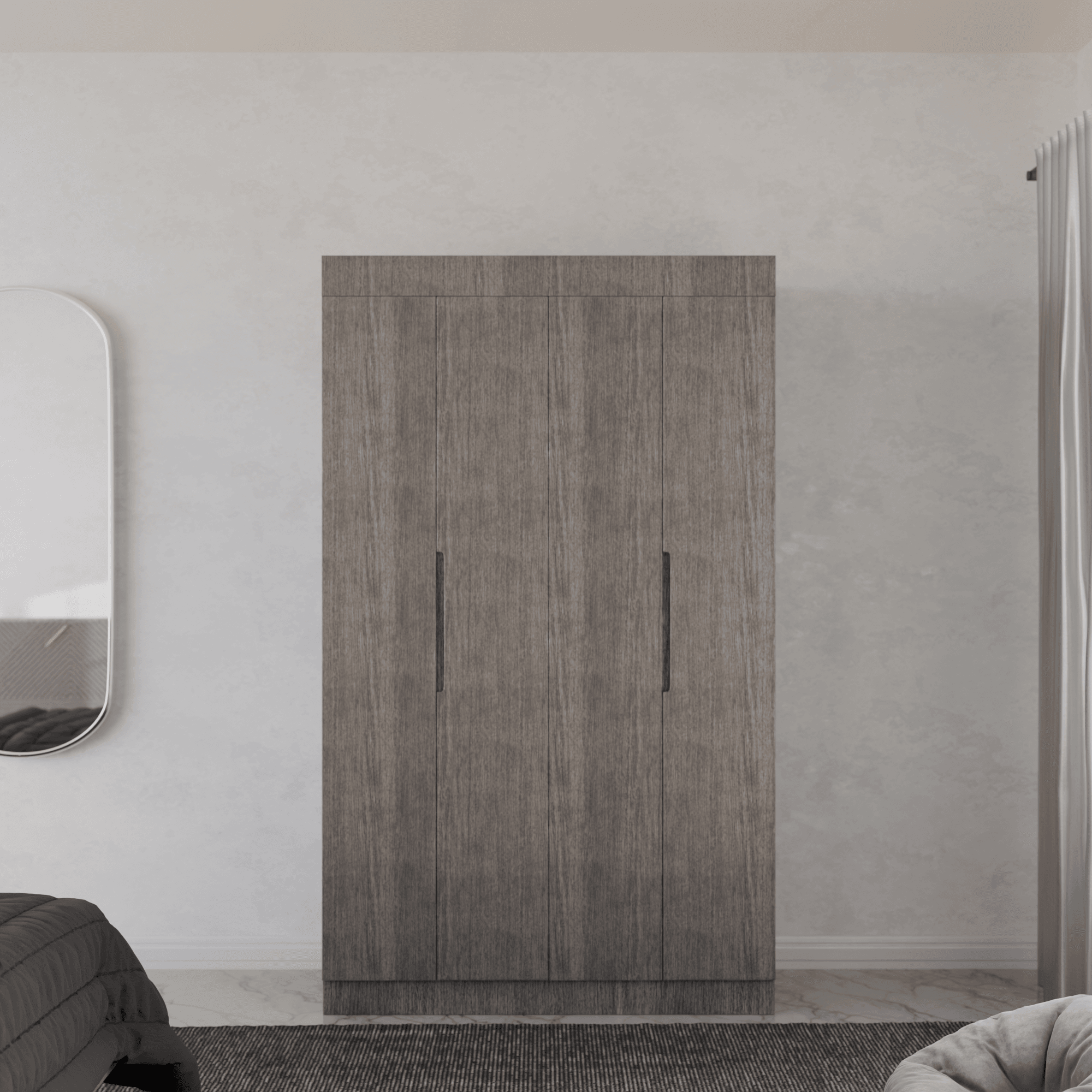 Harris 4 Door Open Wardrobe - Modern Closet Organizer for Bedroom, Living Room & Entryway - Spacious Storage Cabinet with Adjustable Shelves & Hanging Rod