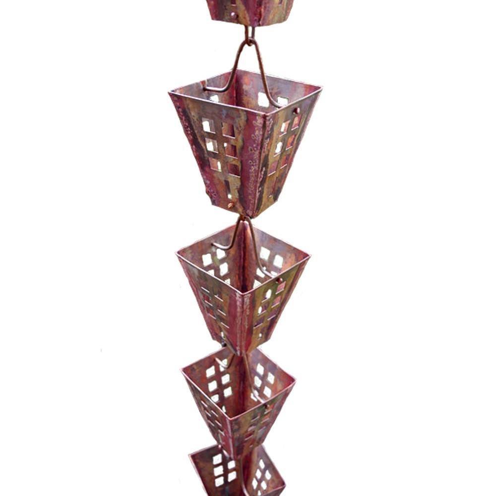 8 Foot Square Cup Rain Chain for Garden Decor - DIY Arts & Crafts with Easy Installation Kit | Perfect for Outdoor Water Drainage & Decorative Downspout Alternative