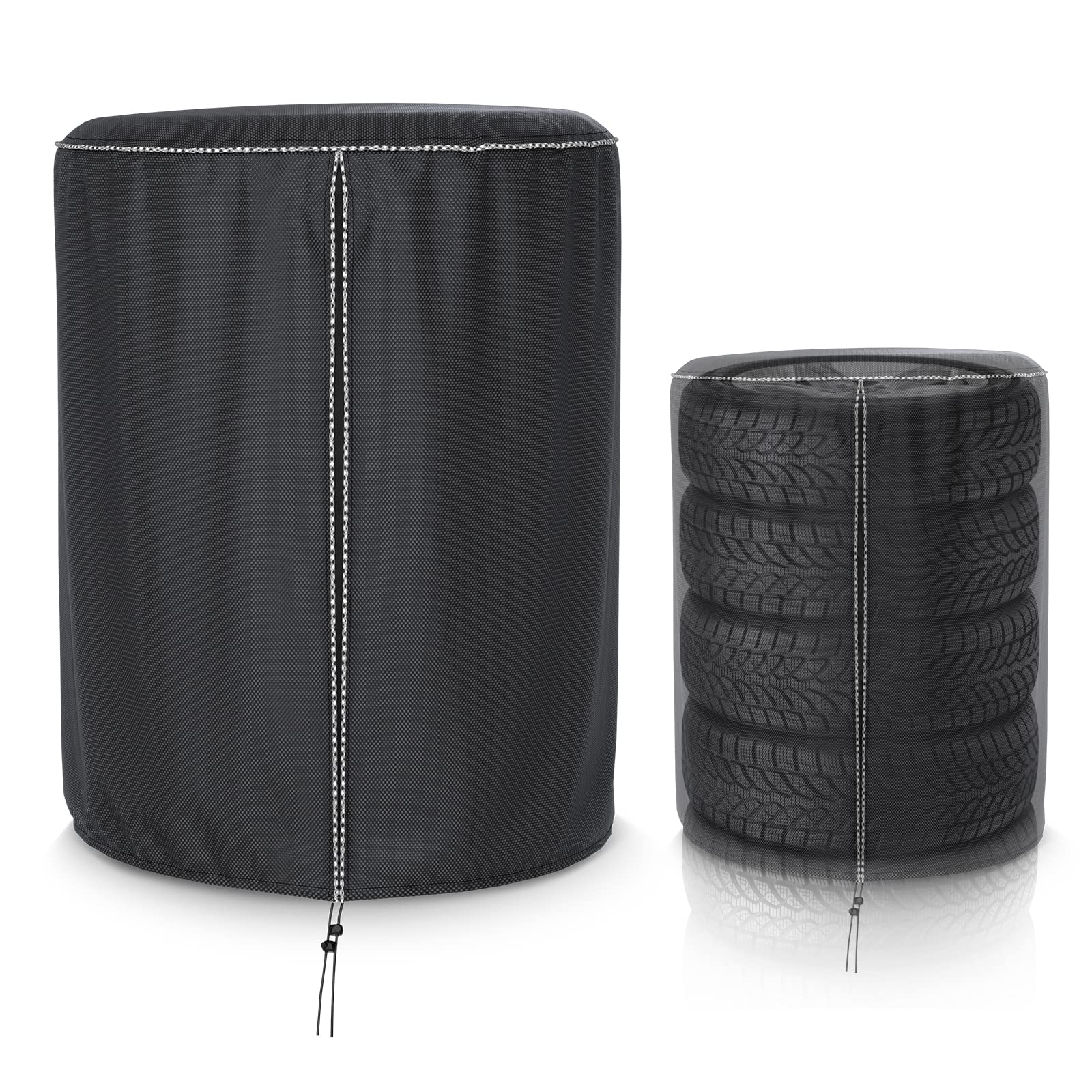 AKEfit Heavy Duty Waterproof & Dustproof Tire Cover - 4 Pack Black Tire Storage Bags for RV, Trailer, SUV & Truck Tires up to 25 Inch Diameter with Secure Zipper Closure | Perfect for Winter Storage, Off-Road Protection & Long-Term Vehicle Tire Preservation