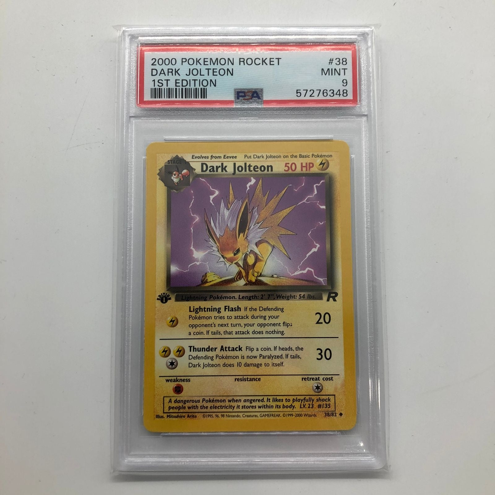 Dark Jolteon Pokemon Card 38/82 Rocket PSA 9 Graded - Rare Collectible Trading Card for Pokemon Fans & Card Game Battles