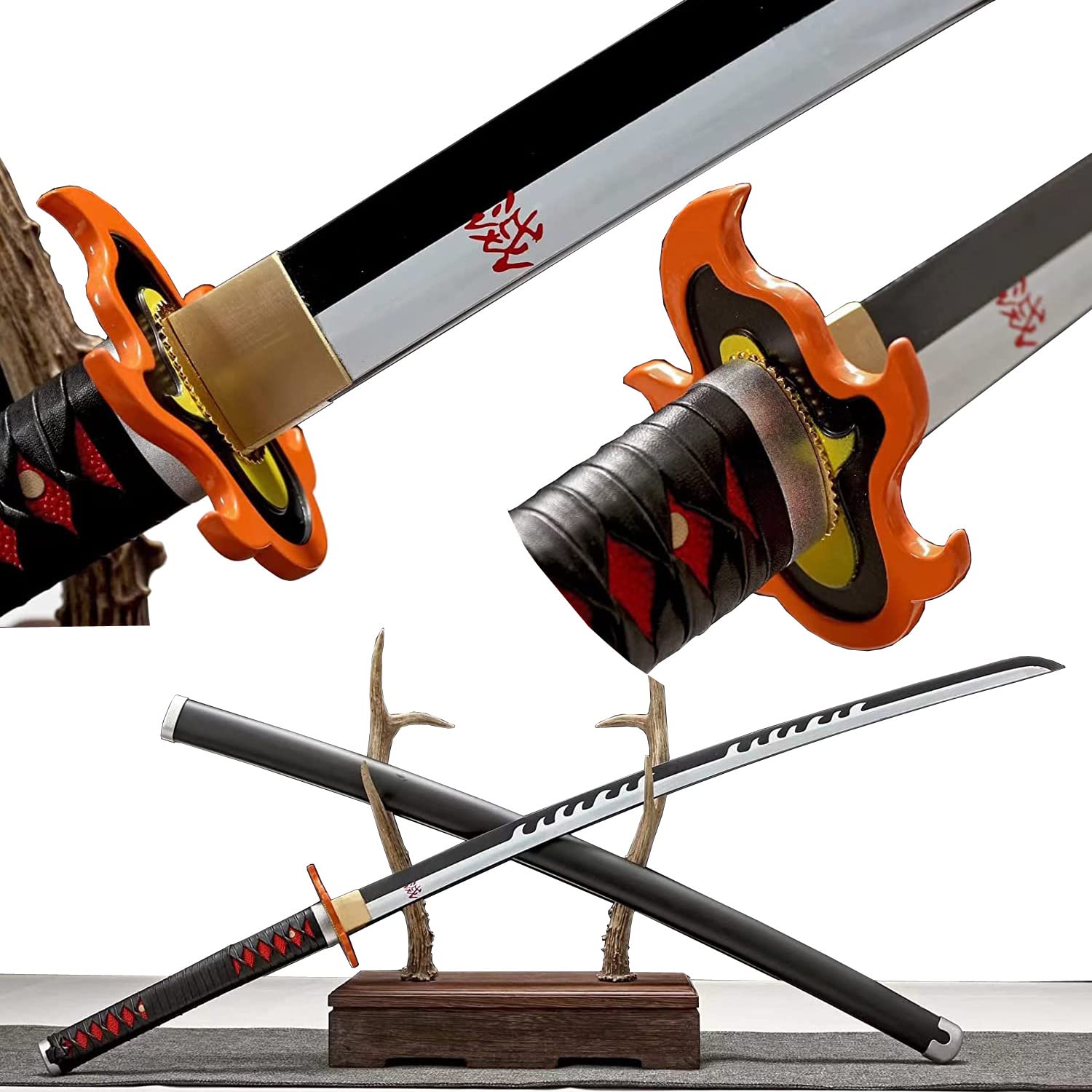 HERO SWORD Japanese Anime Katana - Hand Forged 1045 Carbon Steel Samurai Sword - Full Tang Handmade Demon Slayer Katana - Sharp Practical Blade for Cosplay, Martial Arts & Collectors