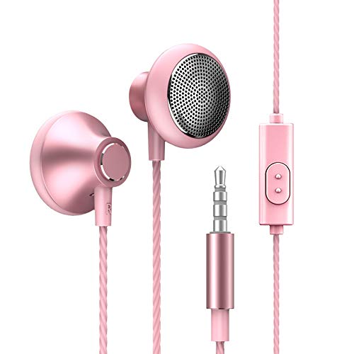 SOSOFLY Wired Earbuds with Heavy Bass - Noise Cancelling Headphones for Singing, Mobile Phones & Computers (Rose Gold) | Perfect for Music Lovers, Gamers & Office Work