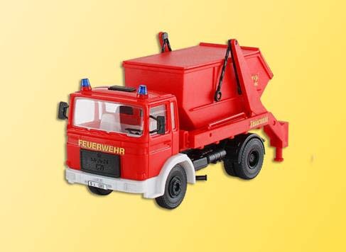 HO Scale MAN with Dumpster Fire Truck Model - 1:87 Diecast Fire Engine for Train Sets & Dioramas - Perfect for Model Railroad Scenes & Fire Station Displays
