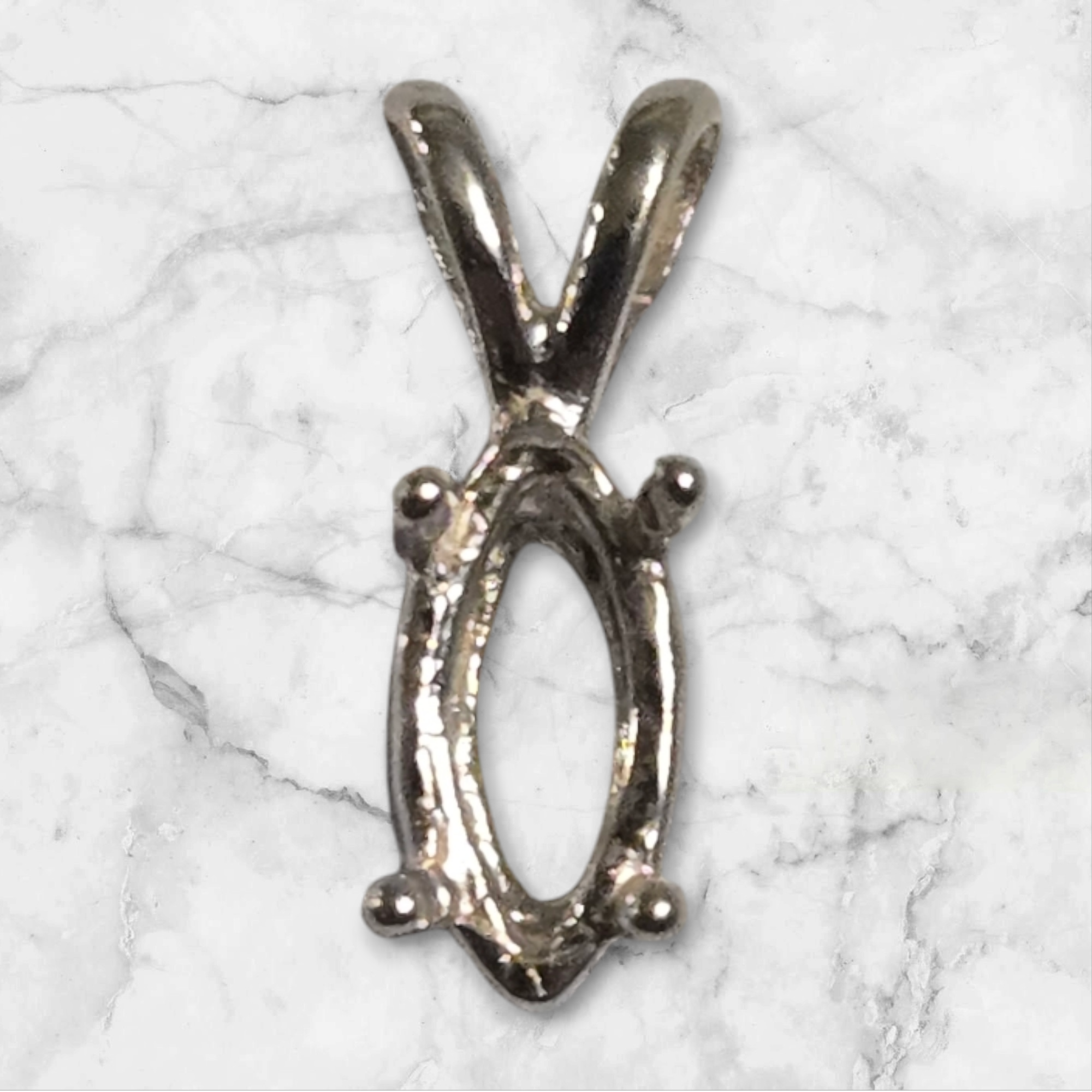 Sterling Silver or 14K White/Yellow Gold Marquise Pendant Setting 8x4mm (20x10mm) - Handmade in USA - Perfect for Necklace Jewelry Making & Custom Engagement Rings