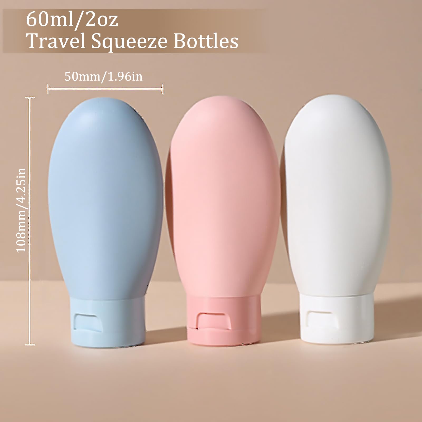 2oz Travel Size Bottles for Toiletries - TSA Approved Leak Proof Refillable Containers for Shampoo, Conditioner & Lotion | BPA Free Mini Travel Bottles for Airplane, Gym & Vacation Essentials