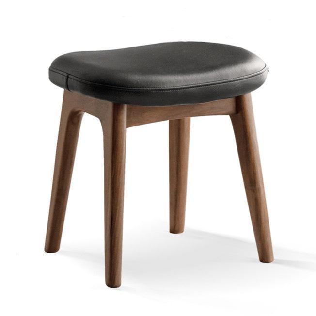 Solid Oak & Black Walnut Wood Makeup Stool - Durable Beauty Vanity Seat with Cushion for Bedroom, Dressing Room & Salon Use