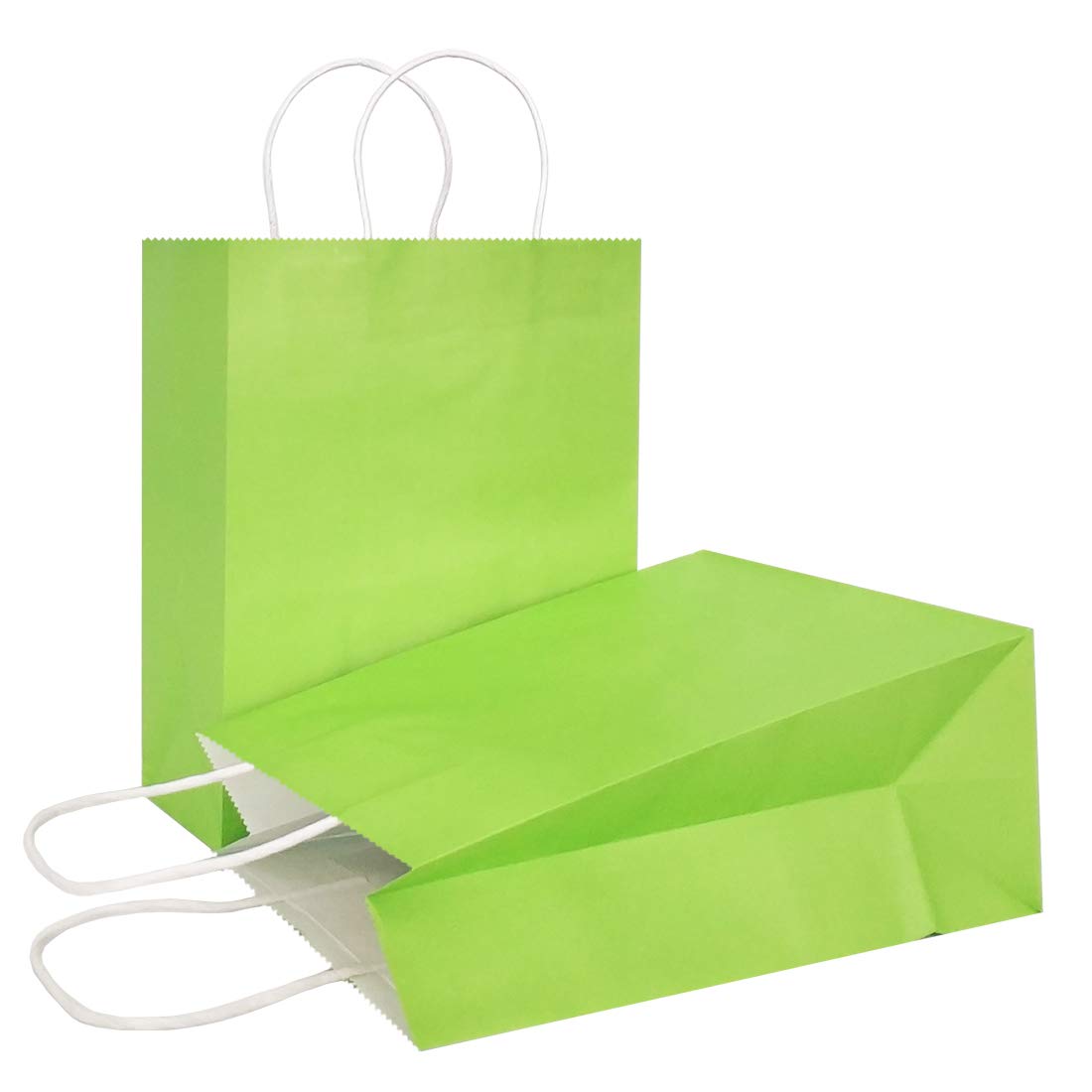 AZOWA 12-Pack Large Lime Green Kraft Paper Gift Bags with Handles (10.2