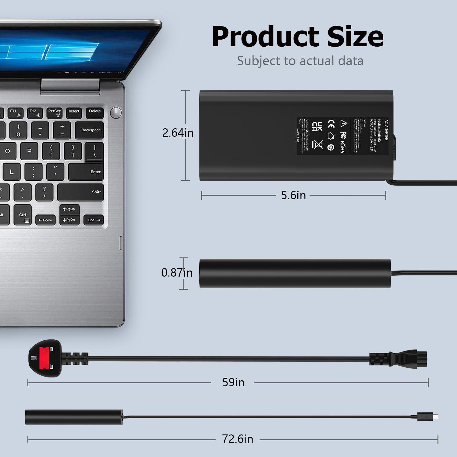 130W USB C Laptop Charger for Dell XPS 15/17 & Precision Series - 20V 6.5A Type C Power Adapter with Fast Charging - Perfect for Home, Office and Travel Use