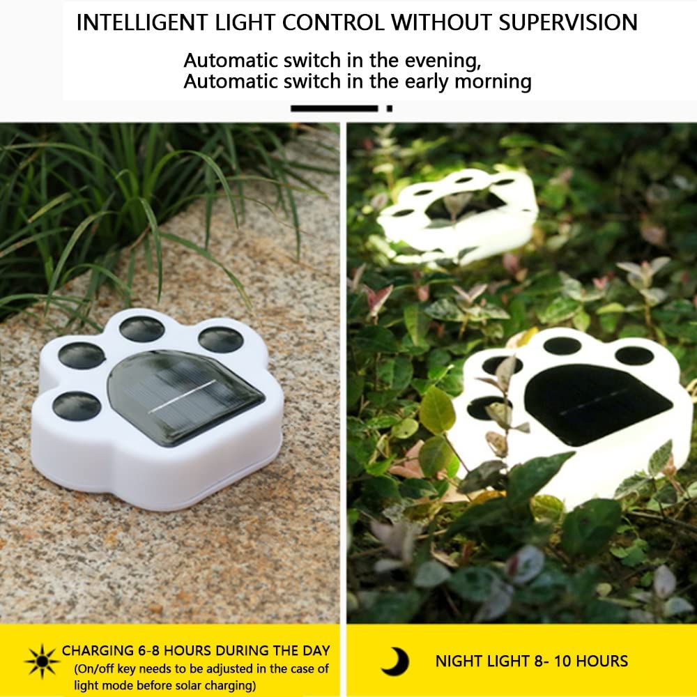 Solar Pathway Lights Outdoor - 4 Pack Waterproof IP65 Bear Paw Garden Lights for Yard, Deck, Patio & Walkway | Warm White LED Landscape Lighting | Perfect for Driveway, Lawn, Backyard & Garden Decor