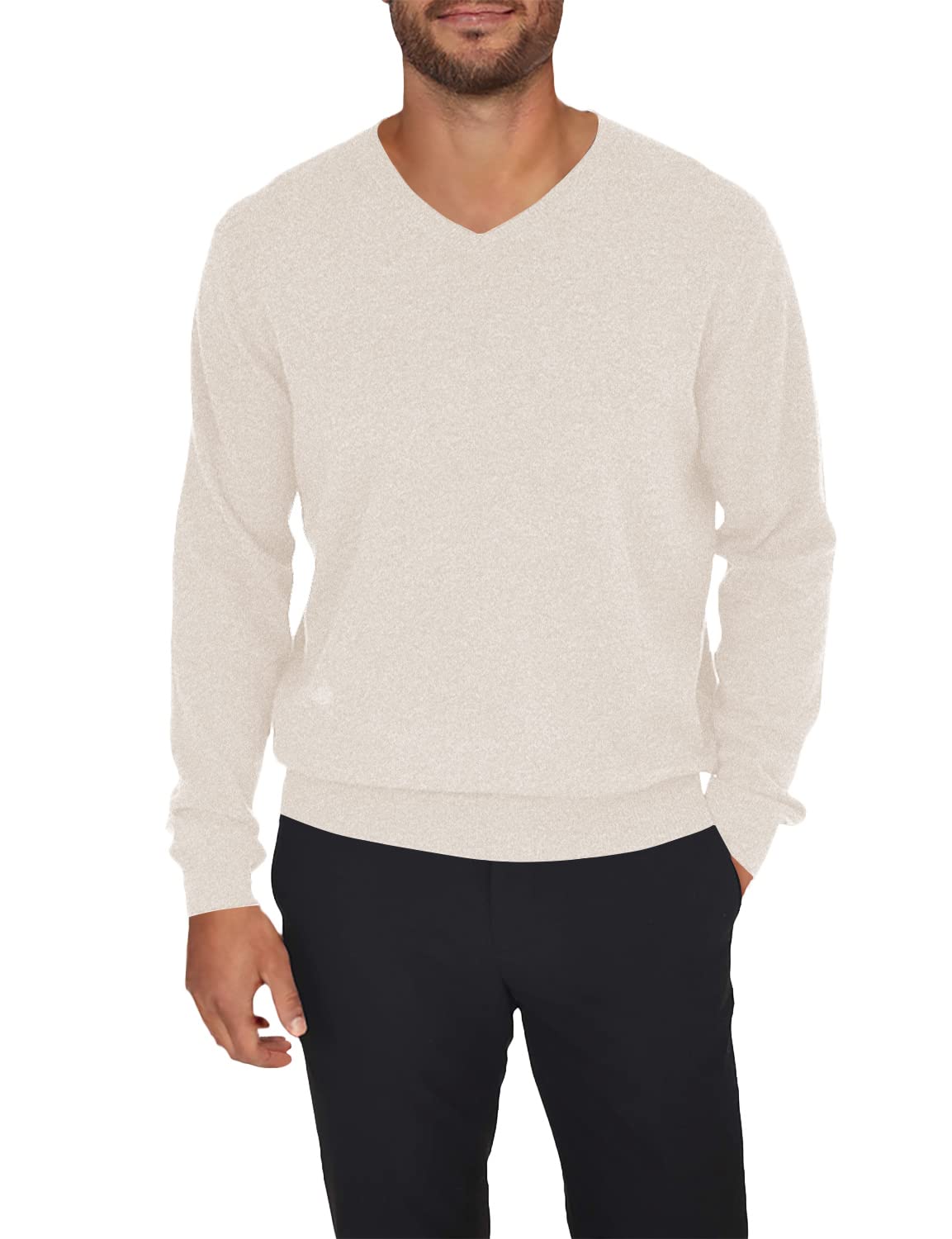 Premium Cashmere Wool Men's V-Neck Sweater - Soft Knit Long Sleeve Pullover for Winter | Office Wear, Date Night & Casual Outfits