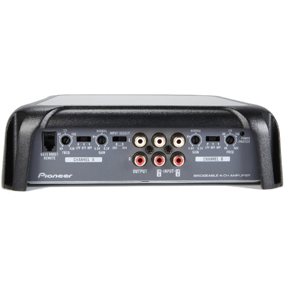 Pioneer GM DX874 1200W Class D 4-Channel Car Amplifier with Gold-Plated RCA Terminals & Bass Boost Remote - Perfect for Car Audio Systems, Trucks, and Marine Boats