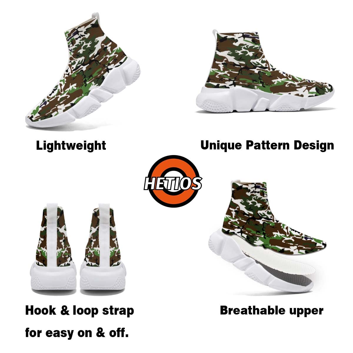 Hetios Men's Camouflage Running Shoes - Lightweight Breathable Walking & Workout Sneakers for Men | Perfect for Gym, Jogging & Outdoor Activities