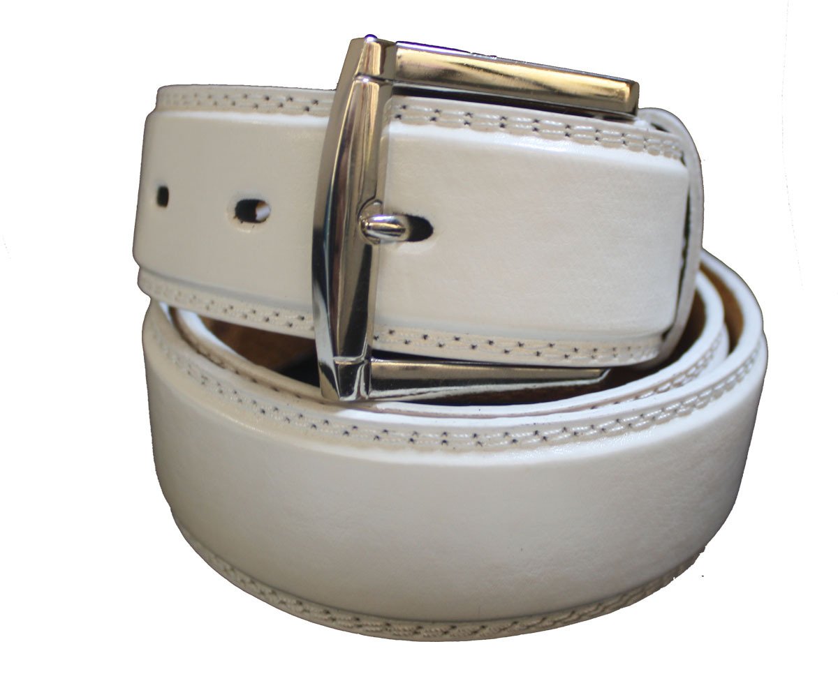 Premium Men's Fashion Dress Belt in White - Stylish & Durable for Office, Wedding & Formal Occasions