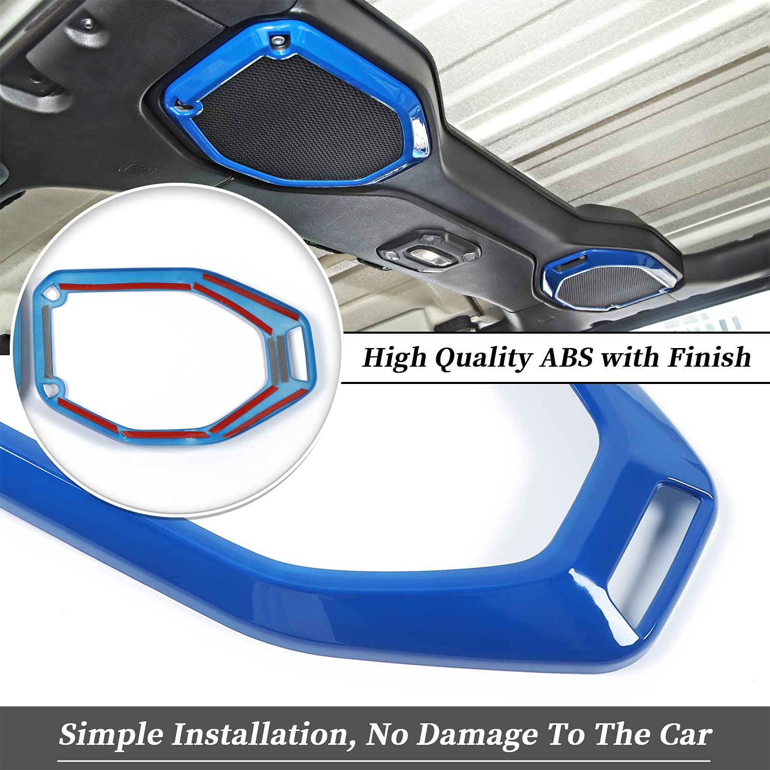 JeCar Premium Speaker Frame Trim Cover for 2018-2023 Jeep Wrangler JL JLU & Gladiator JT - Interior Accessories Upgrade (Blue) - Perfect for Off-Road Adventures & Car Audio Enhancement