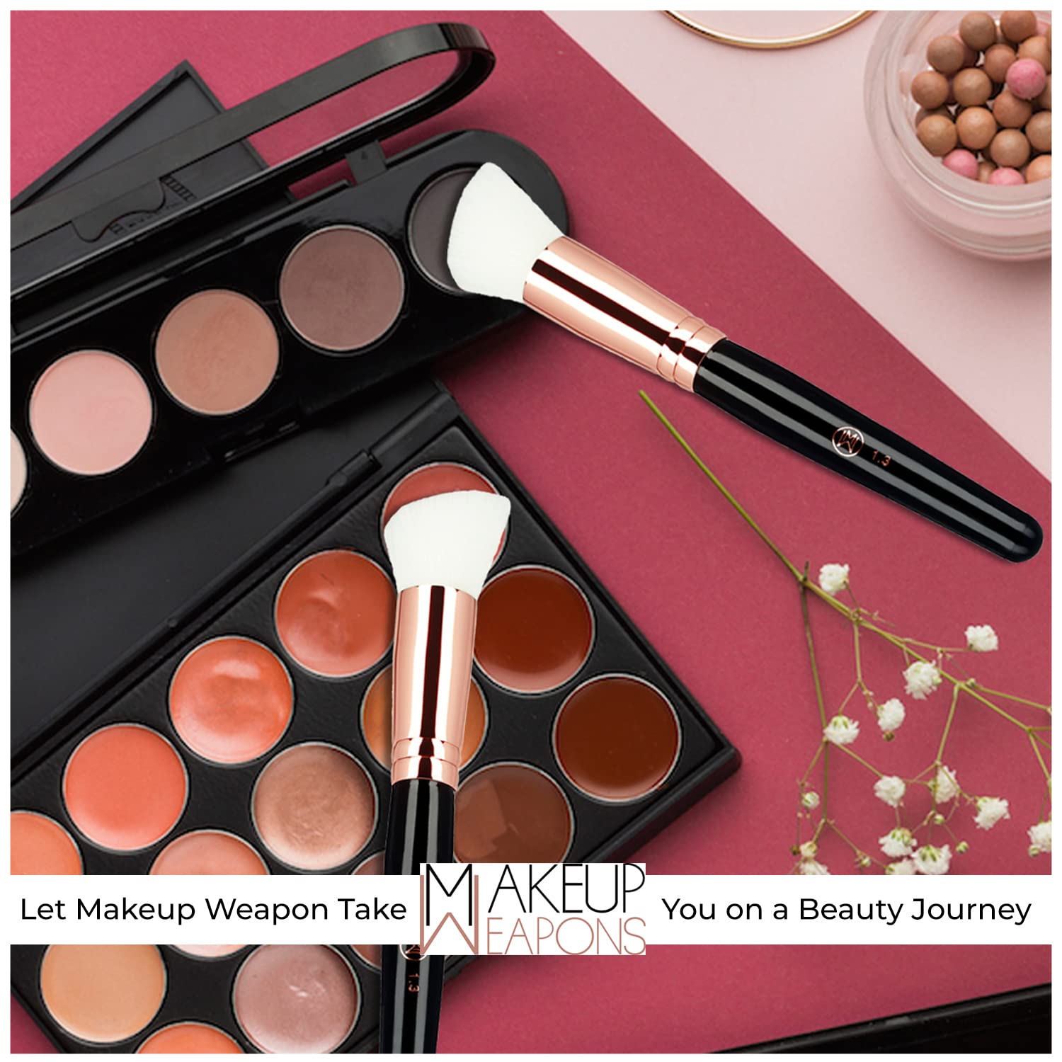 Professional 5-Piece Makeup Brush Set - Premium Fiber Brushes for Foundation, Powder, Concealer, Blush & Contouring | Face, Eye & Hair Makeup Tools with Beauty Blender | Perfect for Daily Makeup, Professional Salon & Travel