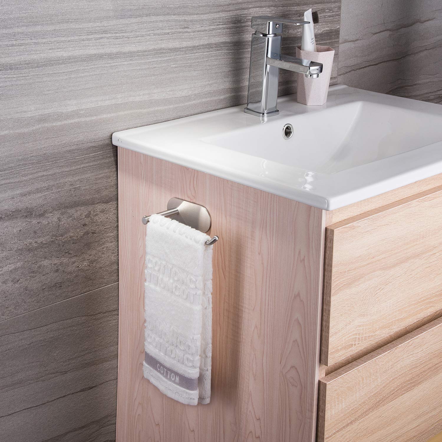 Self-Adhesive Paper Towel Holder - Stainless Steel Wall Mount Towel Dispenser for Kitchen, Bathroom & Office | SUNTECH SUS304 Stick-On Design