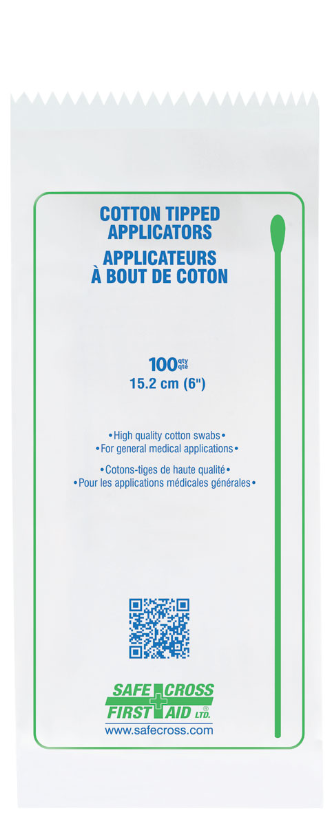 100-Pack Single-End Cotton Tipped Applicators 15.2cm (6 Inch) - Sterile Swabs for Medical, Beauty & Craft Use