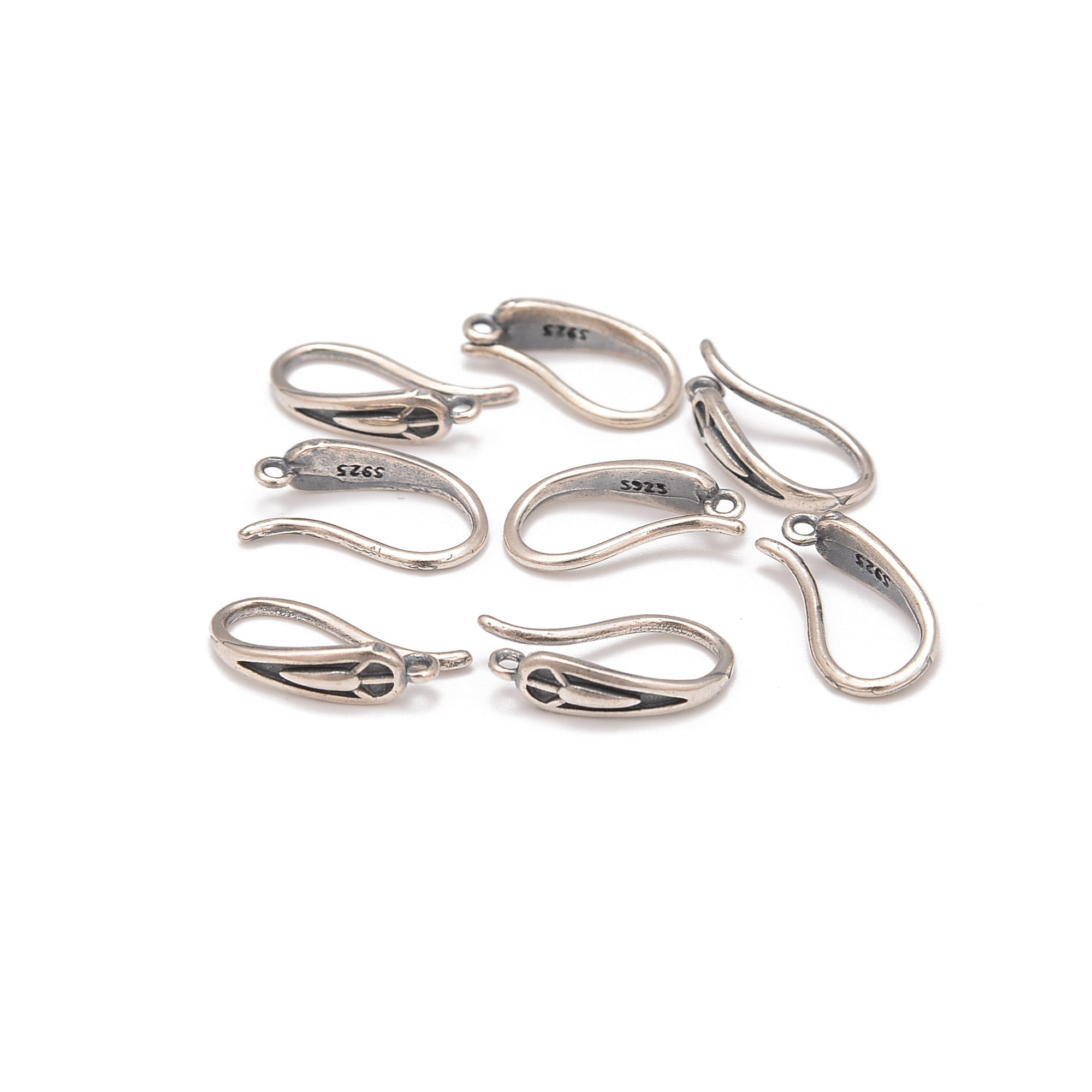 925 Sterling Silver Earring Hooks 7x14mm - 7pcs per Bag | Jewelry Making Supplies for DIY Earrings, Crafting & Beading Projects