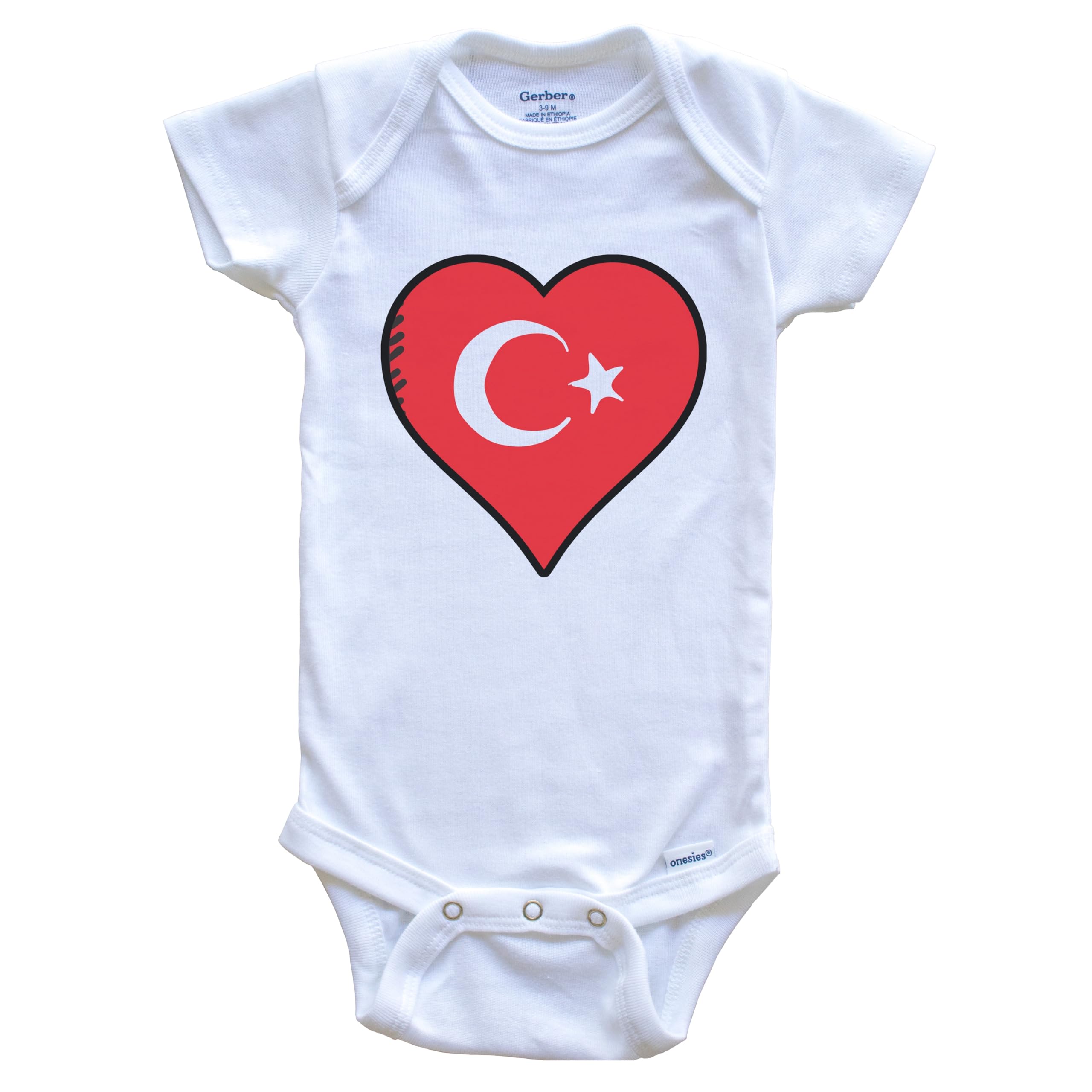 Turkey Heart Turkish Flag One-Piece Baby Bodysuit - Cute National Pride Outfit for Infants | Perfect for Holidays, Family Photos & Cultural Celebrations