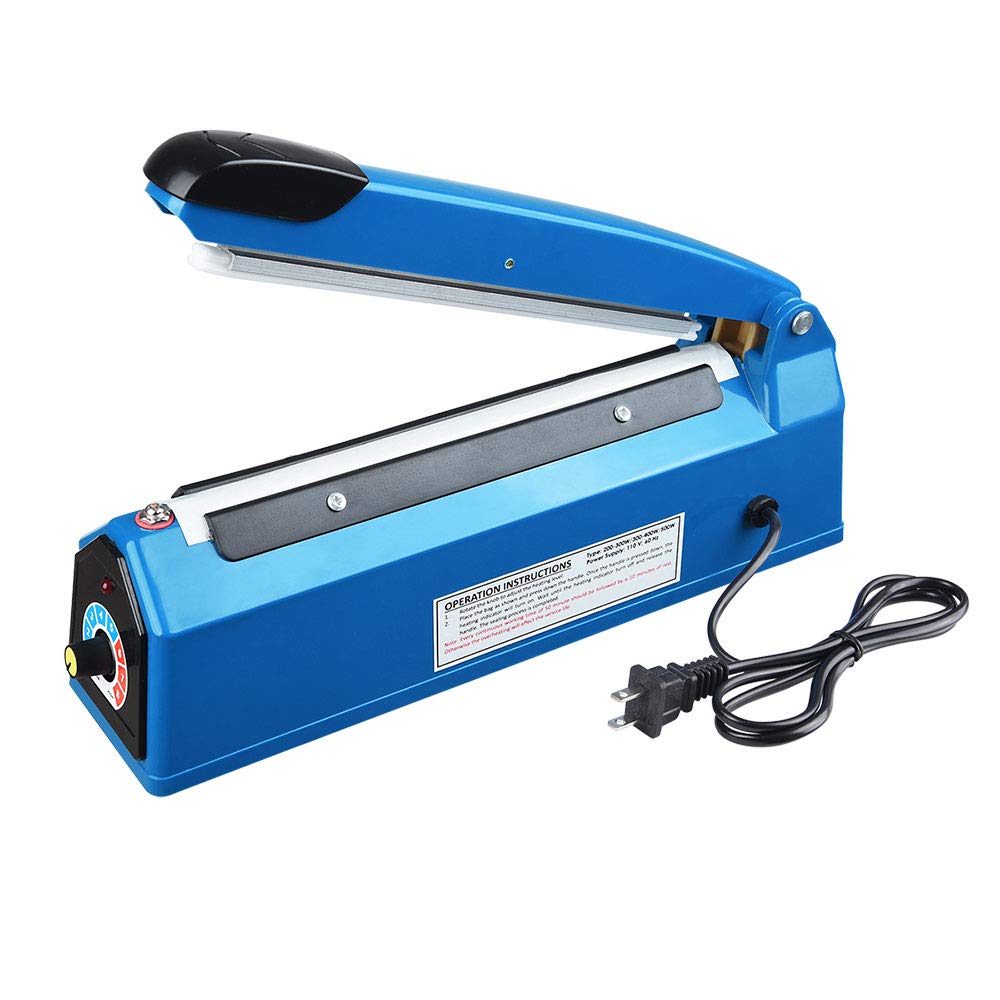 WeChef 8-Inch Commercial Manual Impulse Sealer for Heat Sealing Poly Bags & Plastic Tubing (200mm) - Ideal for Food Packaging, Retail & Warehouse Use