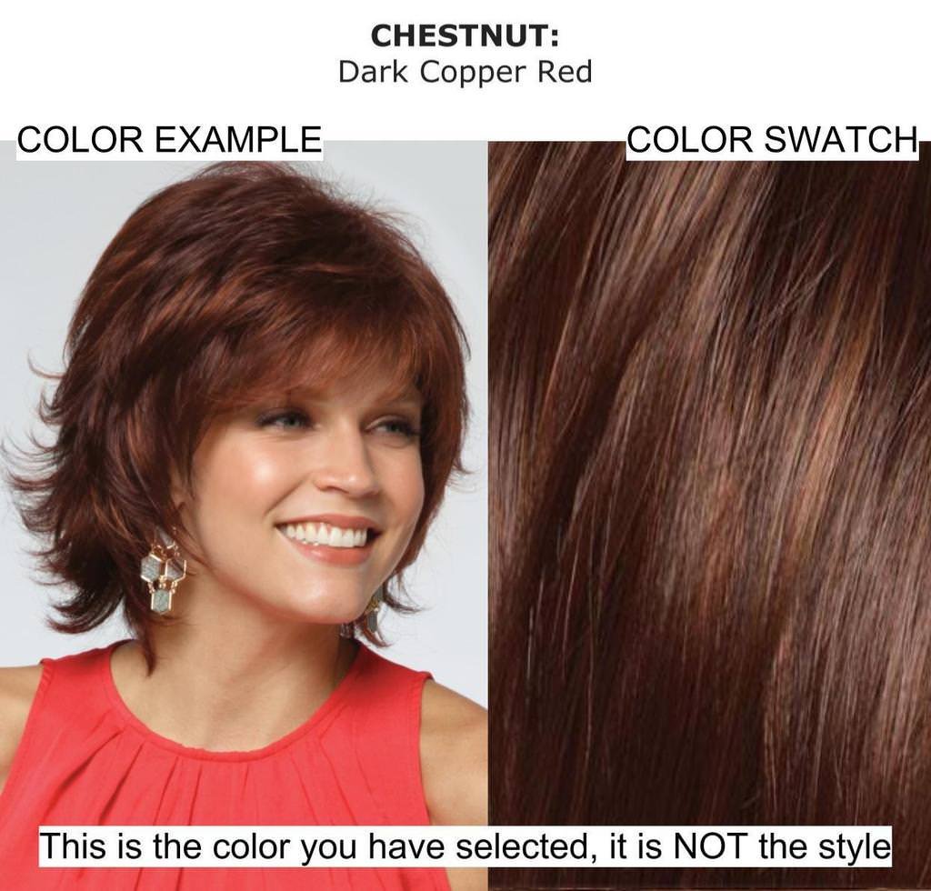 Rene Paris Cameron Wig Bundle - 5 Piece Set with Christy's Wigs Q&A Booklet, Travel Size Wig Shampoo (2oz), Wig Cap & Wide Tooth Comb - Chestnut Brown Color - Perfect for Cosplay, Costume Parties & Everyday Wear