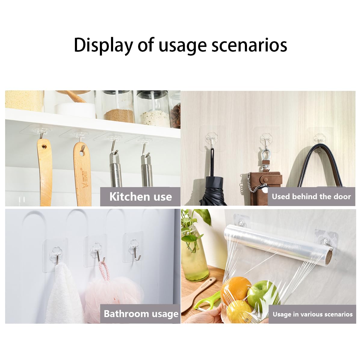 40 Pack Heavy Duty 30lb Adhesive Wall Hooks - No Nail Stainless Steel Hangers for Kitchen, Bathroom, Garage & Home Organization - Strong Sticky Hooks for Hanging Towels, Coats, Utensils & Decor