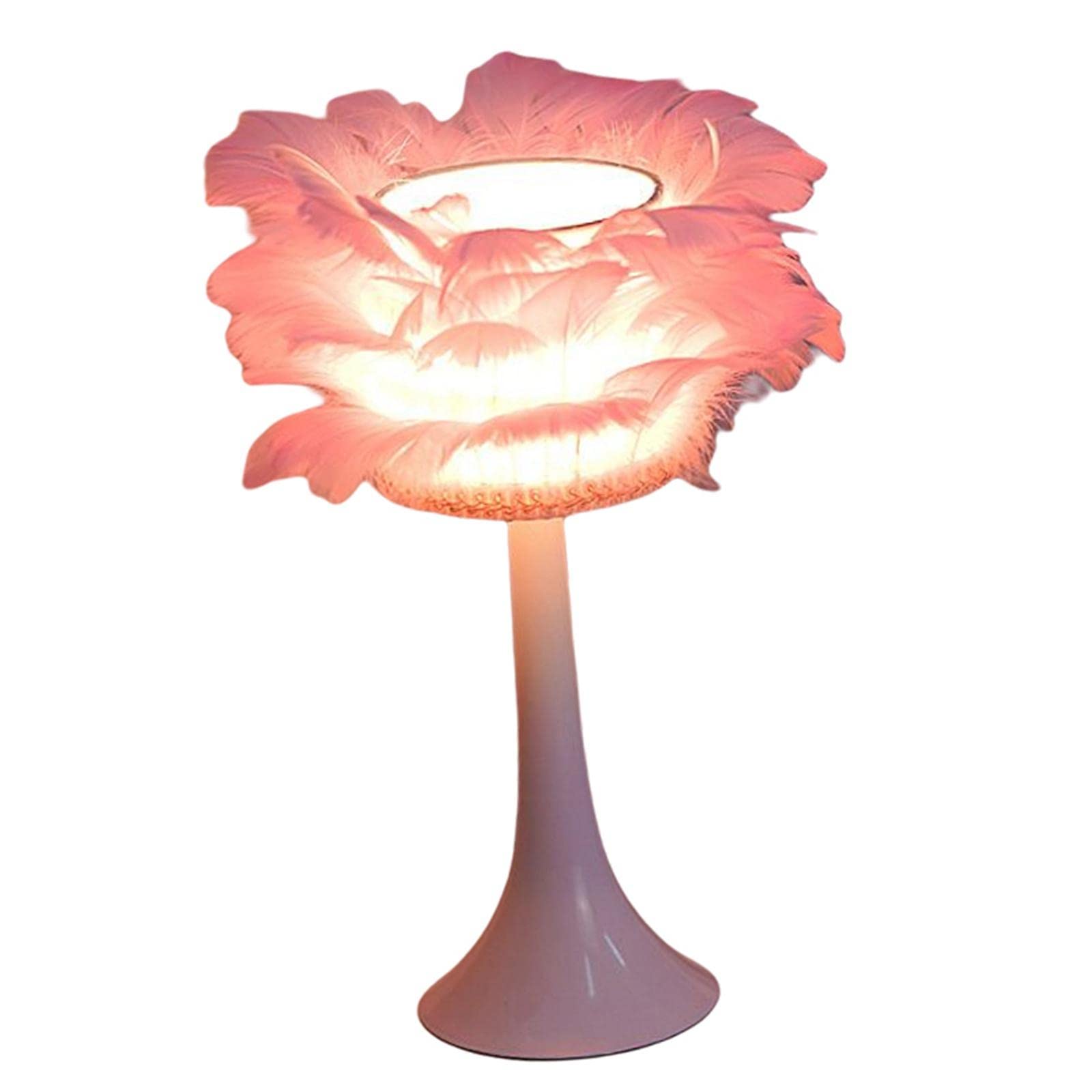 FAKEME Modern Feather LED Desk Lamp - USB Powered Night Light for Bedroom, Coffee Shop, Kids Room & Wedding Decor (Pink) | Perfect for Reading, Relaxing & Romantic Ambiance