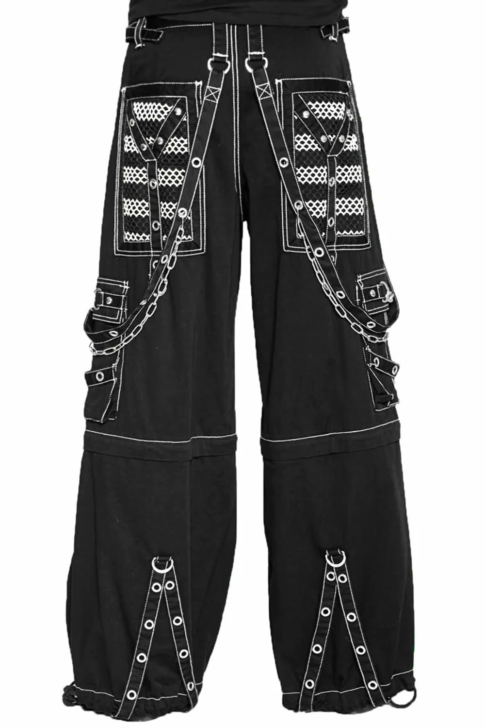 Tripp Electro Pants for Women & Men - Black & White Baggy Gothic Emo Punk Raver Trousers with Zipper Details | Perfect for Concerts, Raves, Halloween & Alternative Fashion Outfits