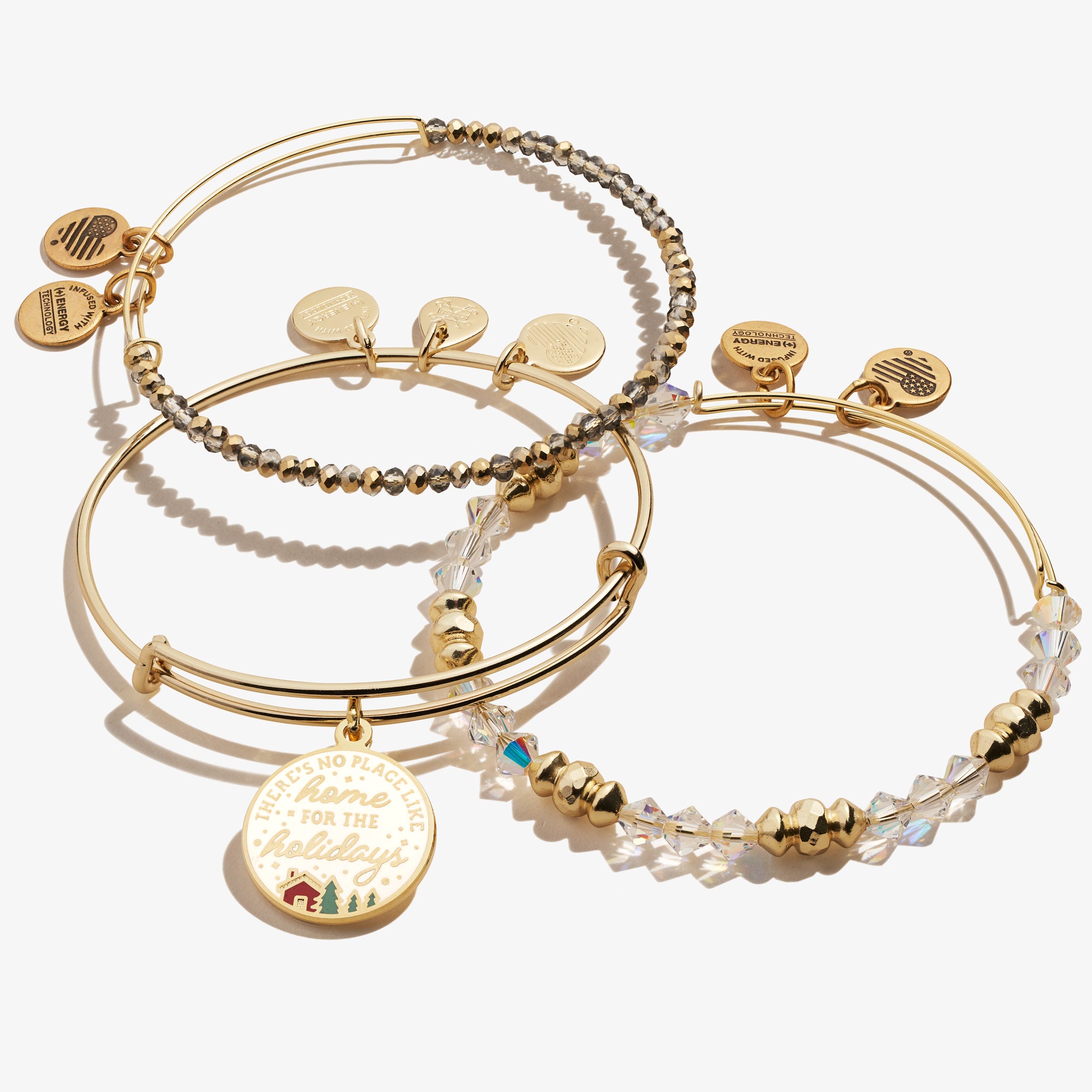 Christmas Holiday Charm Bangles Set of 3 - Festive Home Decor & Gift for Women - Perfect for Christmas Parties, Family Gatherings & Holiday Celebrations