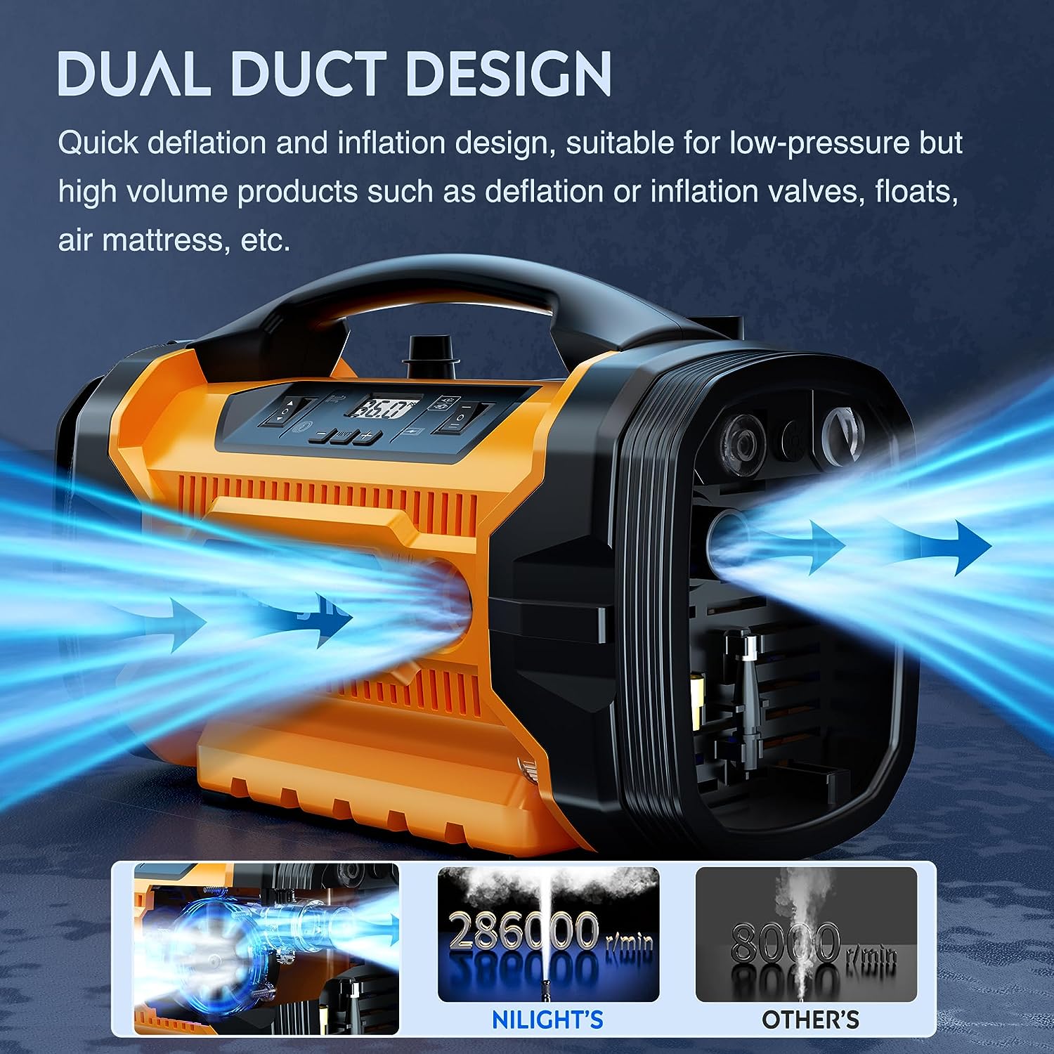 Portable Tire Inflator Air Compressor - 160PSI Dual Power AC/DC & Rechargeable Battery - Perfect for Cars, SUVs, Bikes & Emergency Roadside Use