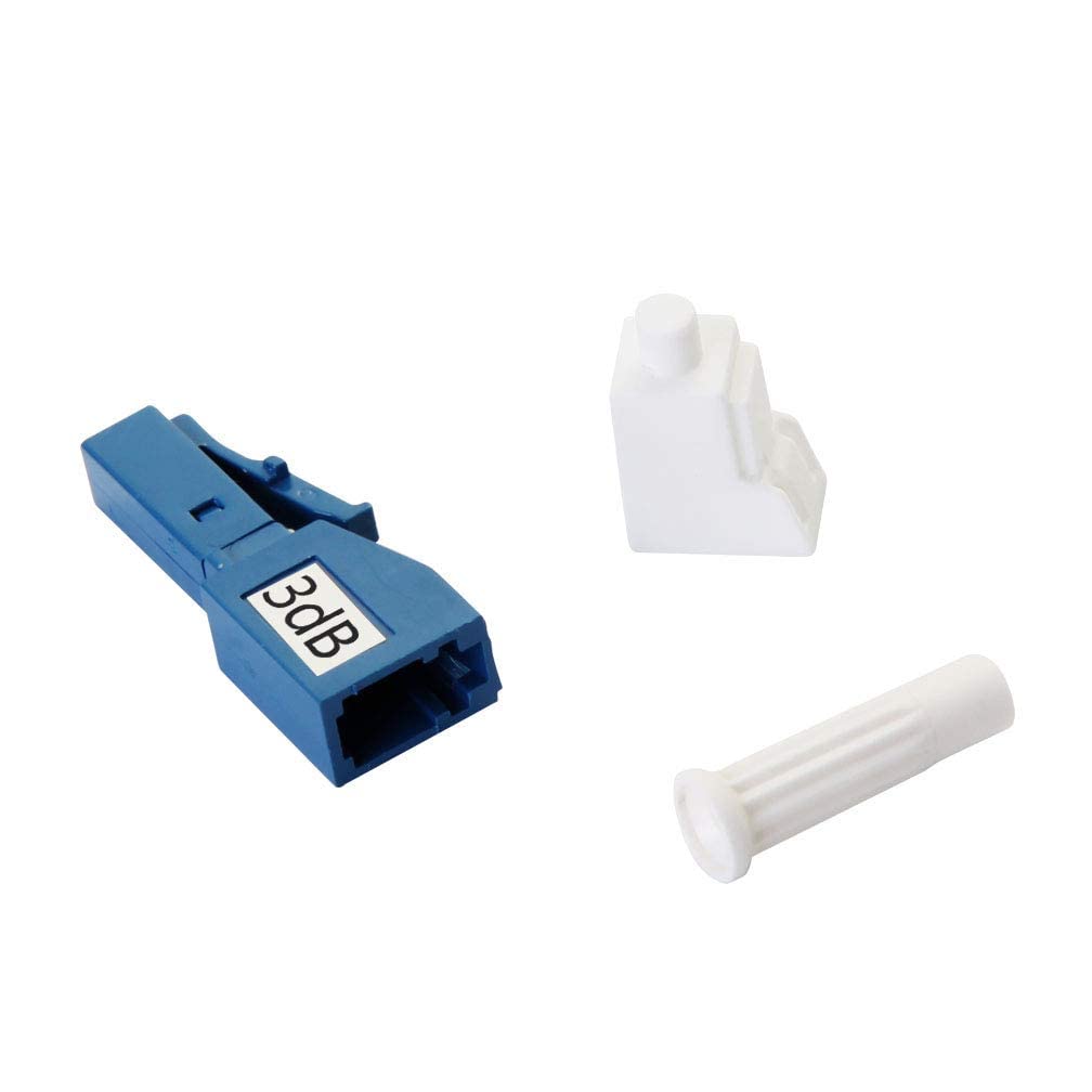 LC/UPC Fiber Optic Attenuator 50 Pack - 3dB Single-mode Fixed with dB Options (3, 5, 7, 10dB) for Network Signal Adjustment in Data Centers & Telecom Systems