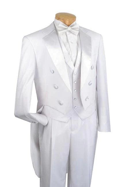 Elegant White Tail Three Piece Tuxedo Suit for Men - Perfect for Weddings, Prom & Formal Events | Premium Quality Men's Formal Wear