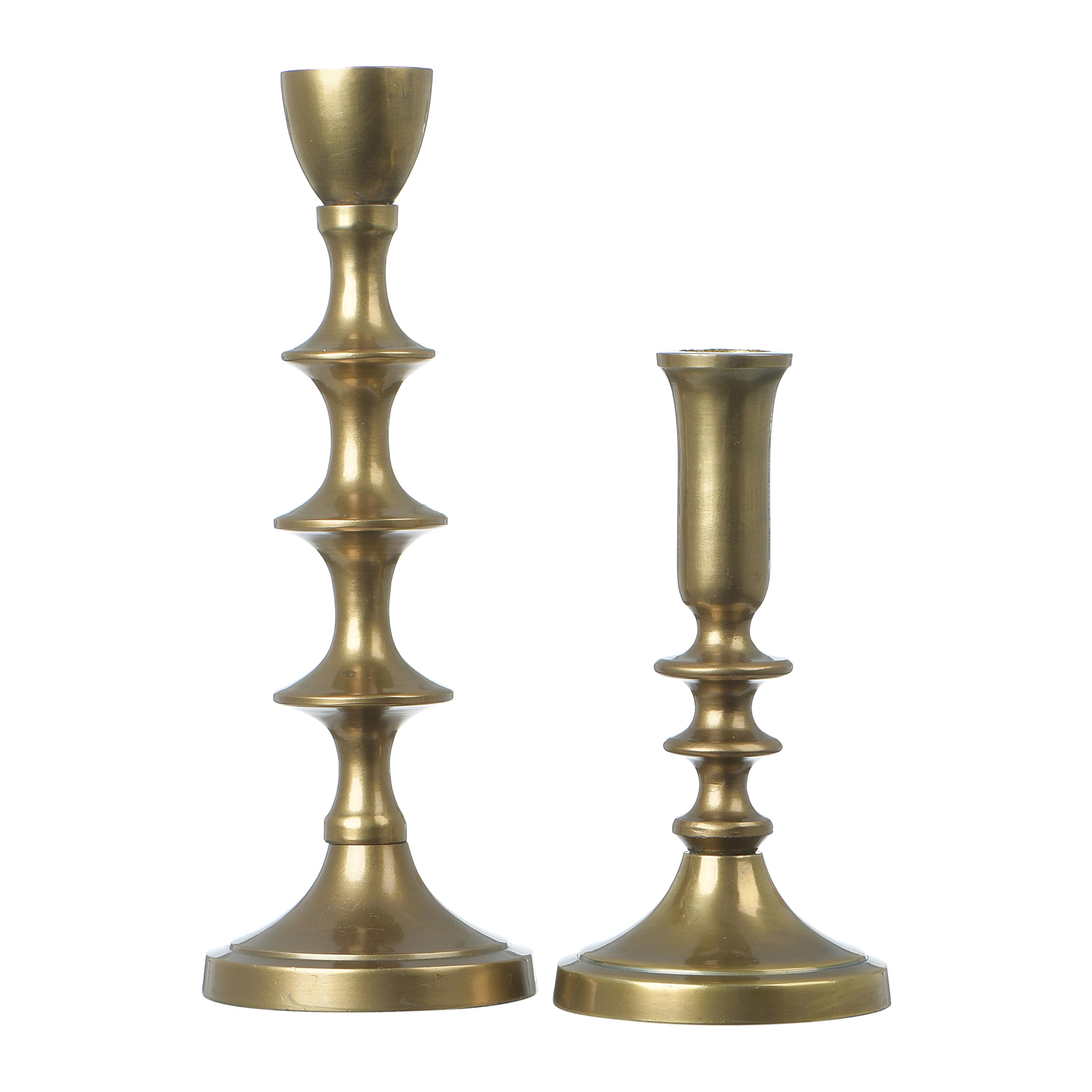 Creative Co-Op Decorative Metal Taper Candle Holders - Gold Set of 2 - Elegant Table Decor for Weddings, Dining Room Centerpieces & Holiday Home Decor