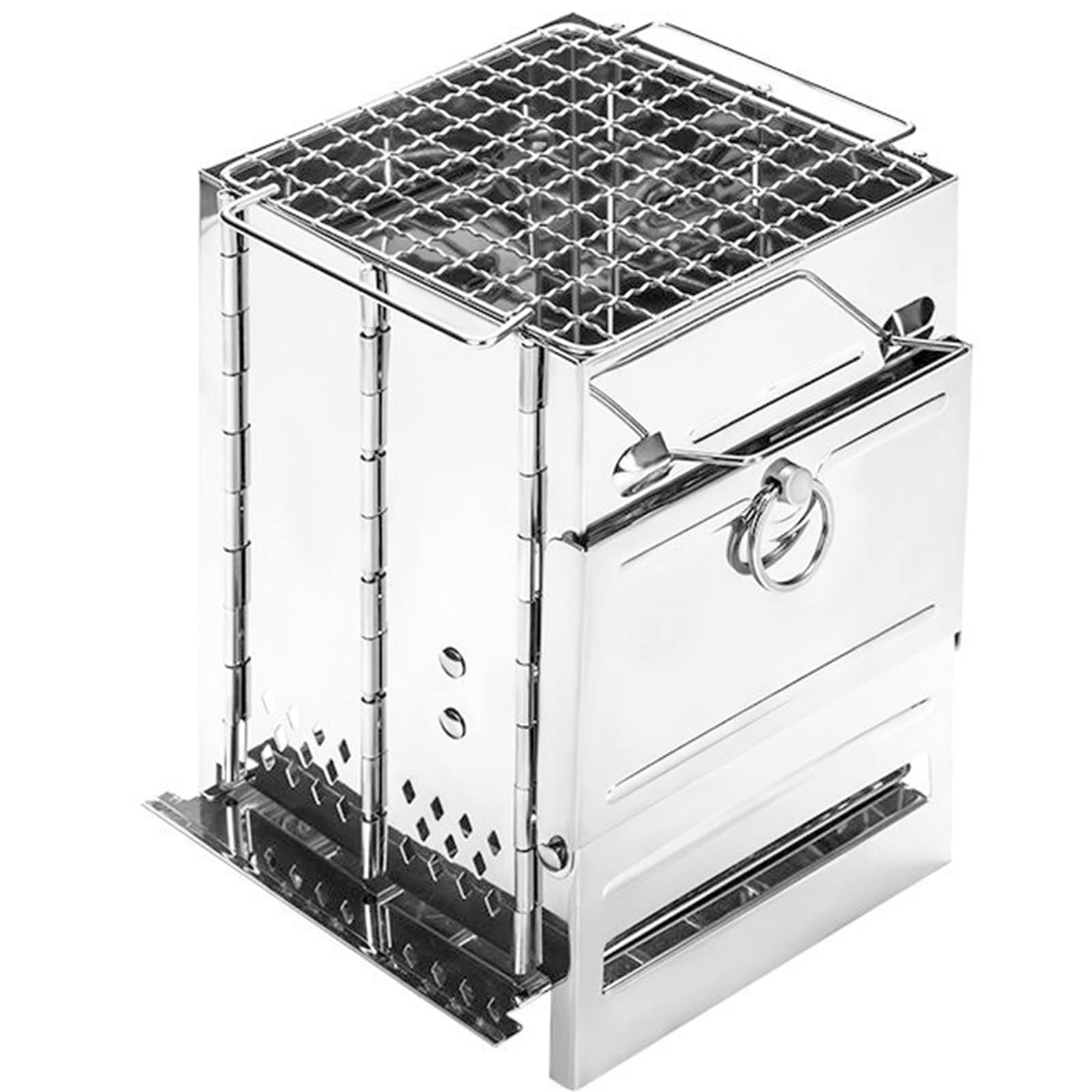 Portable Stainless Steel Firewood Stove - Folding Camping Charcoal Grill for Outdoor BBQ, Picnic & Backpacking | Perfect for Camping, Hiking & Tailgating